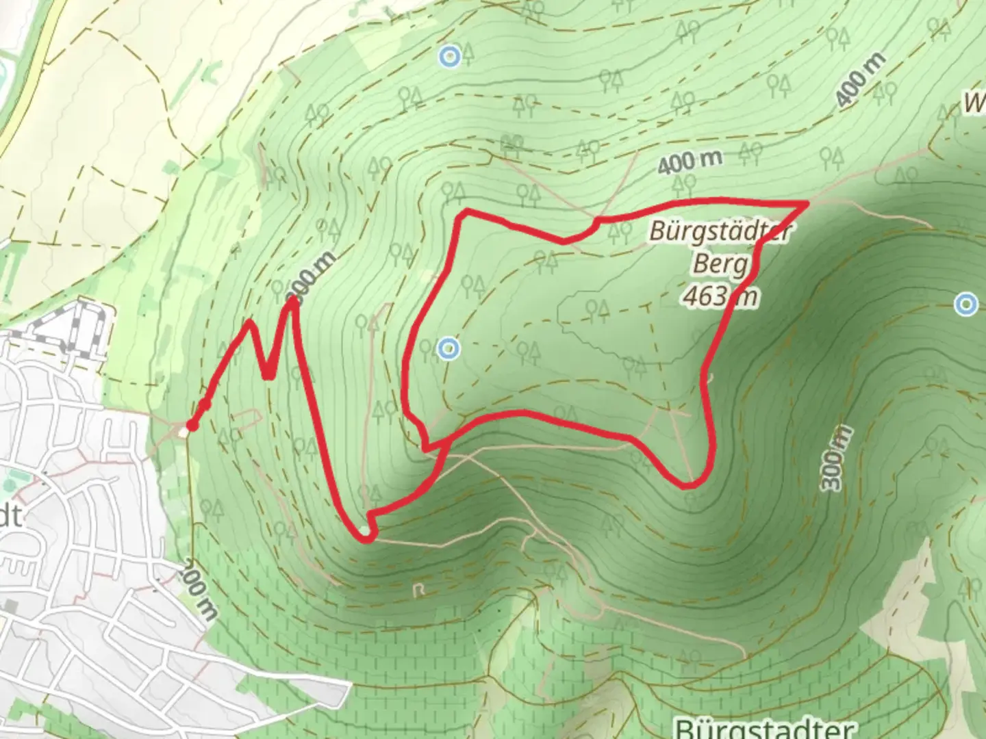 An image depicting the trail Nibelungensteig and Buergstadt and its surrounding area.
