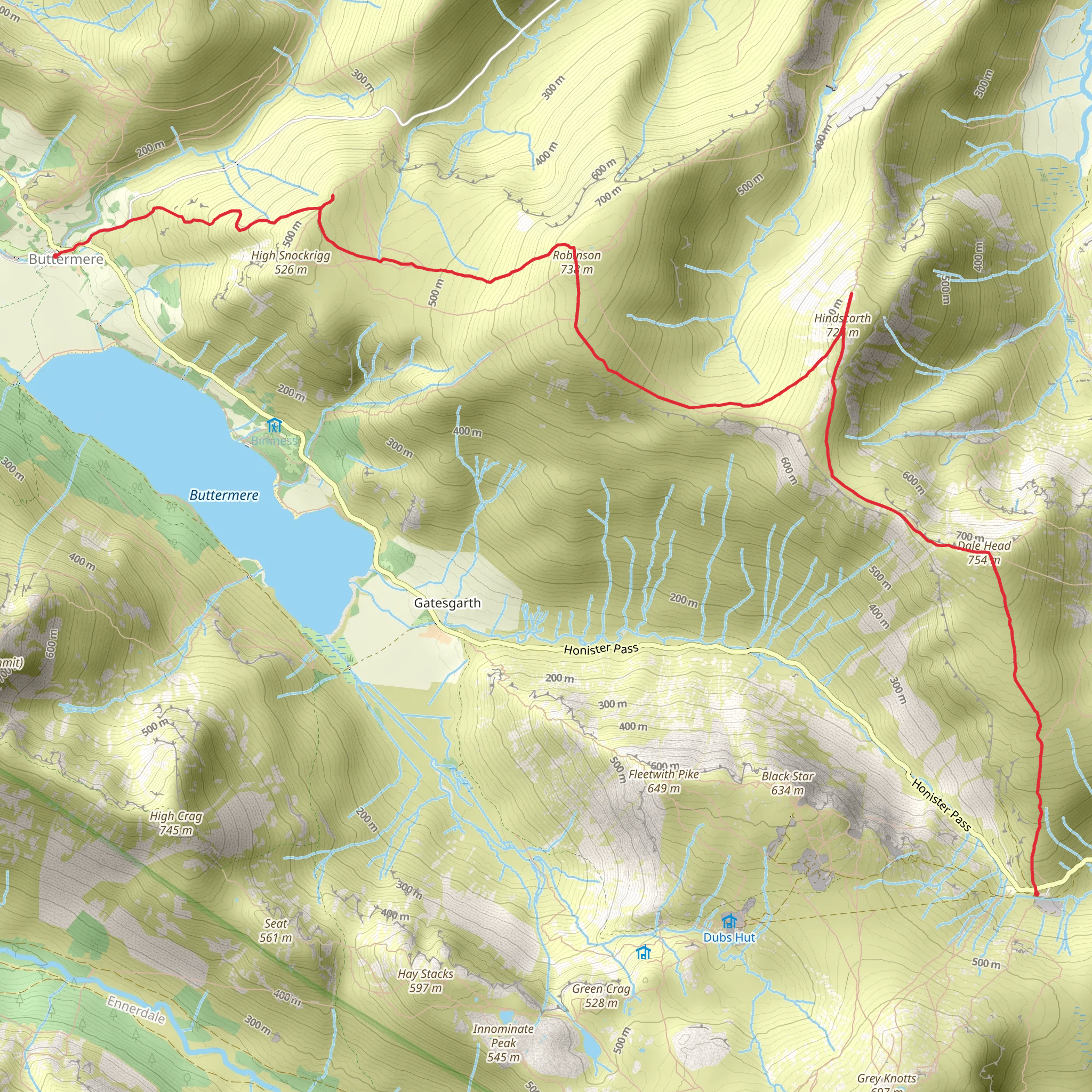Robinson, Hindscarth and Dale Head from Buttermere mobile static map