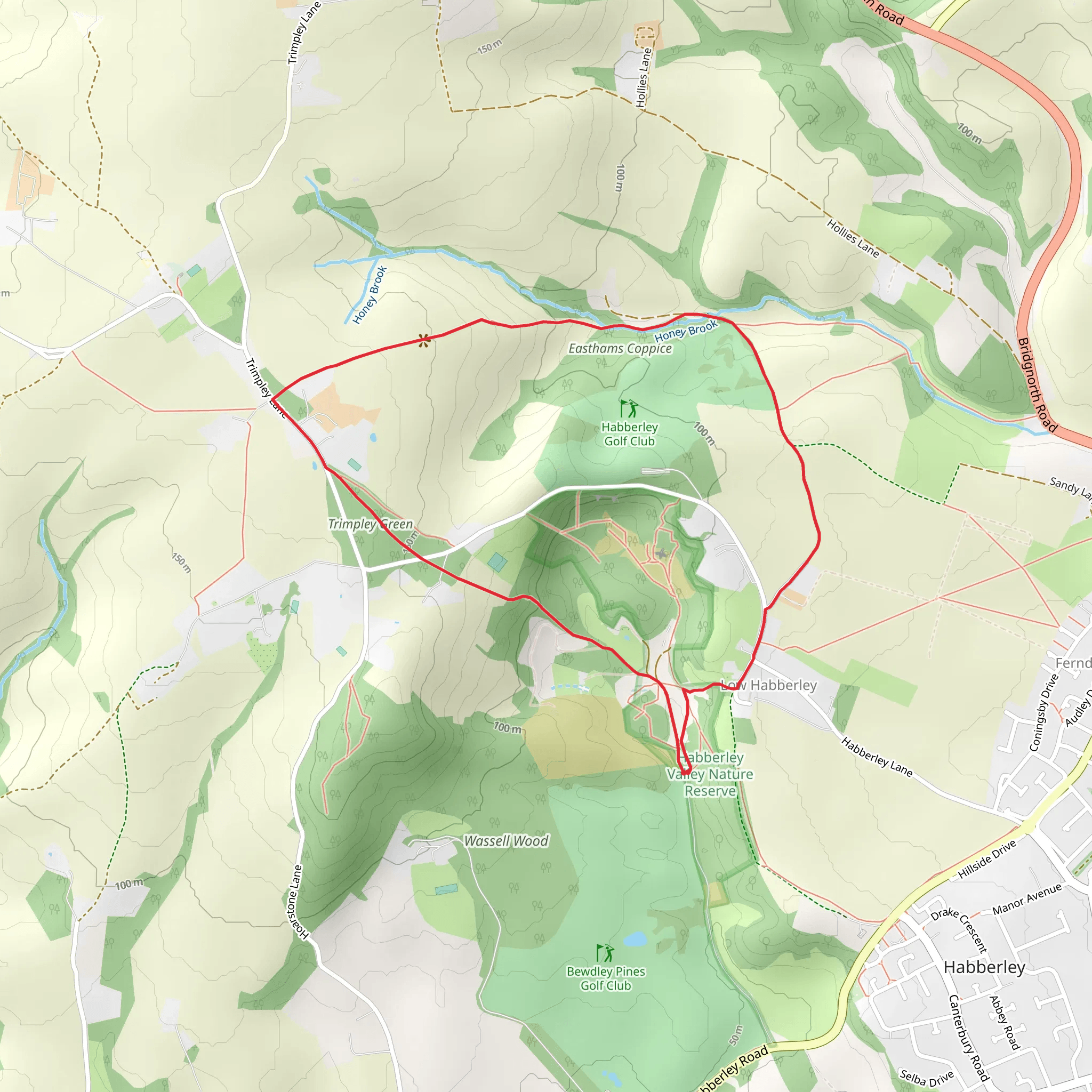 Habberley Valley Nature Reserve Loop mobile static map