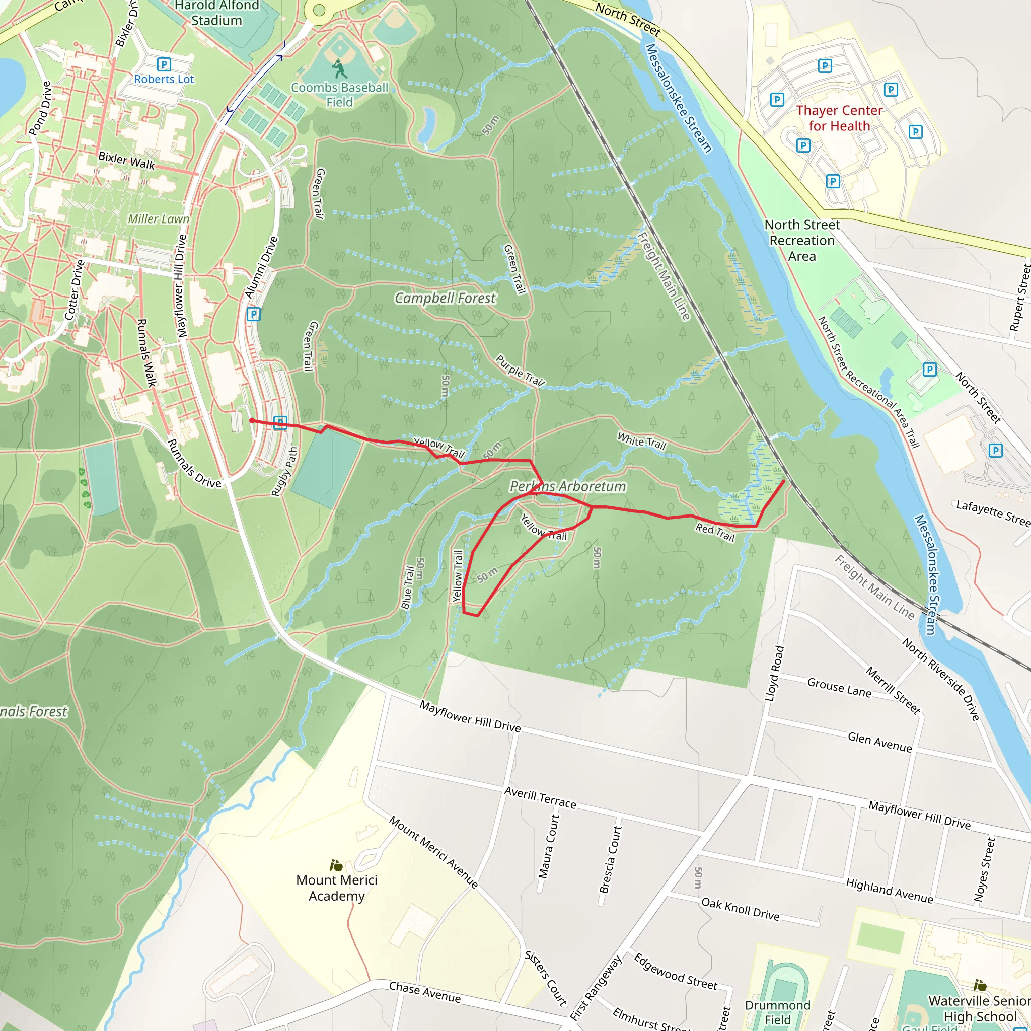 Perkins Stream - Perkins Arboretum Loop mobile static map