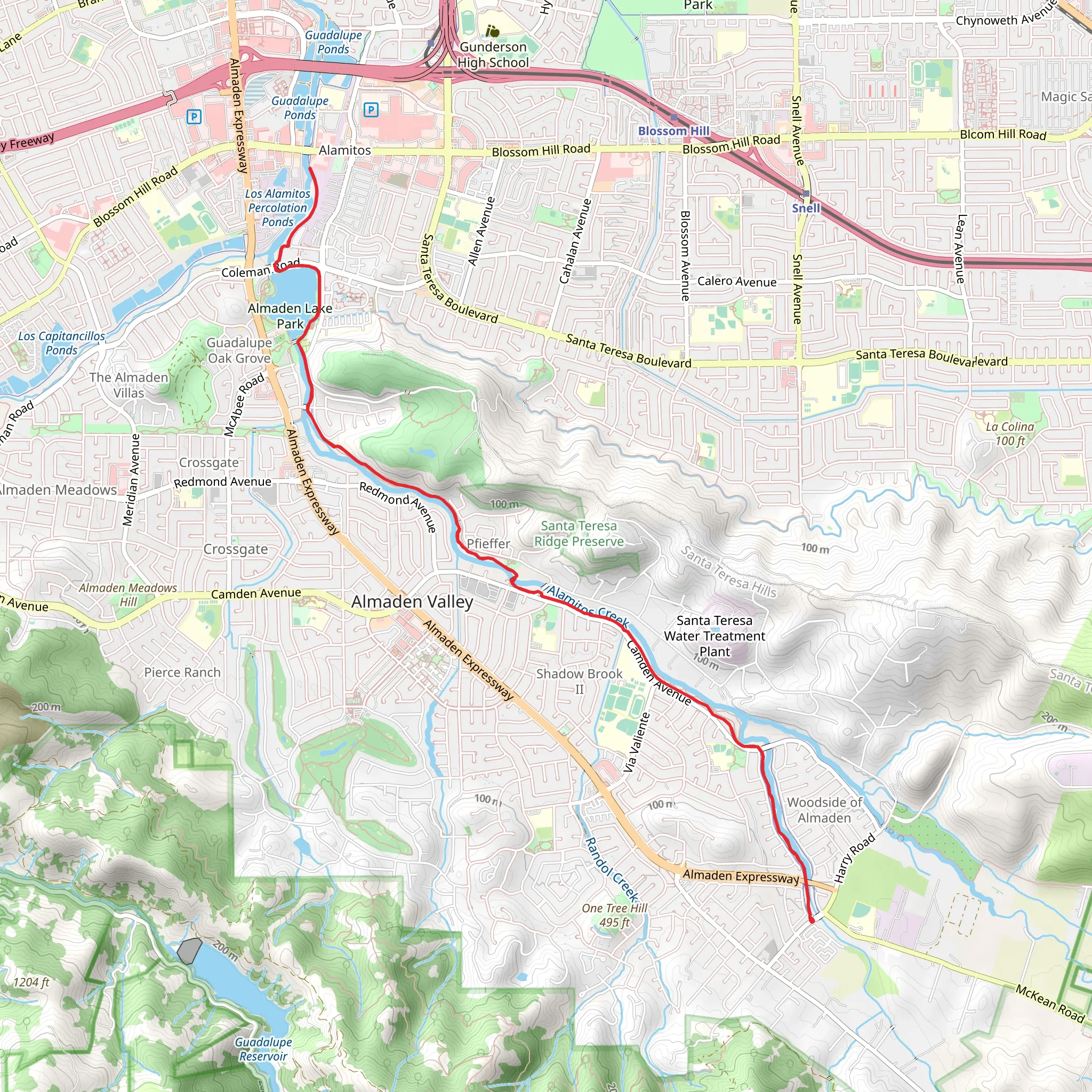 Los Alamitos Creek Trail mobile static map