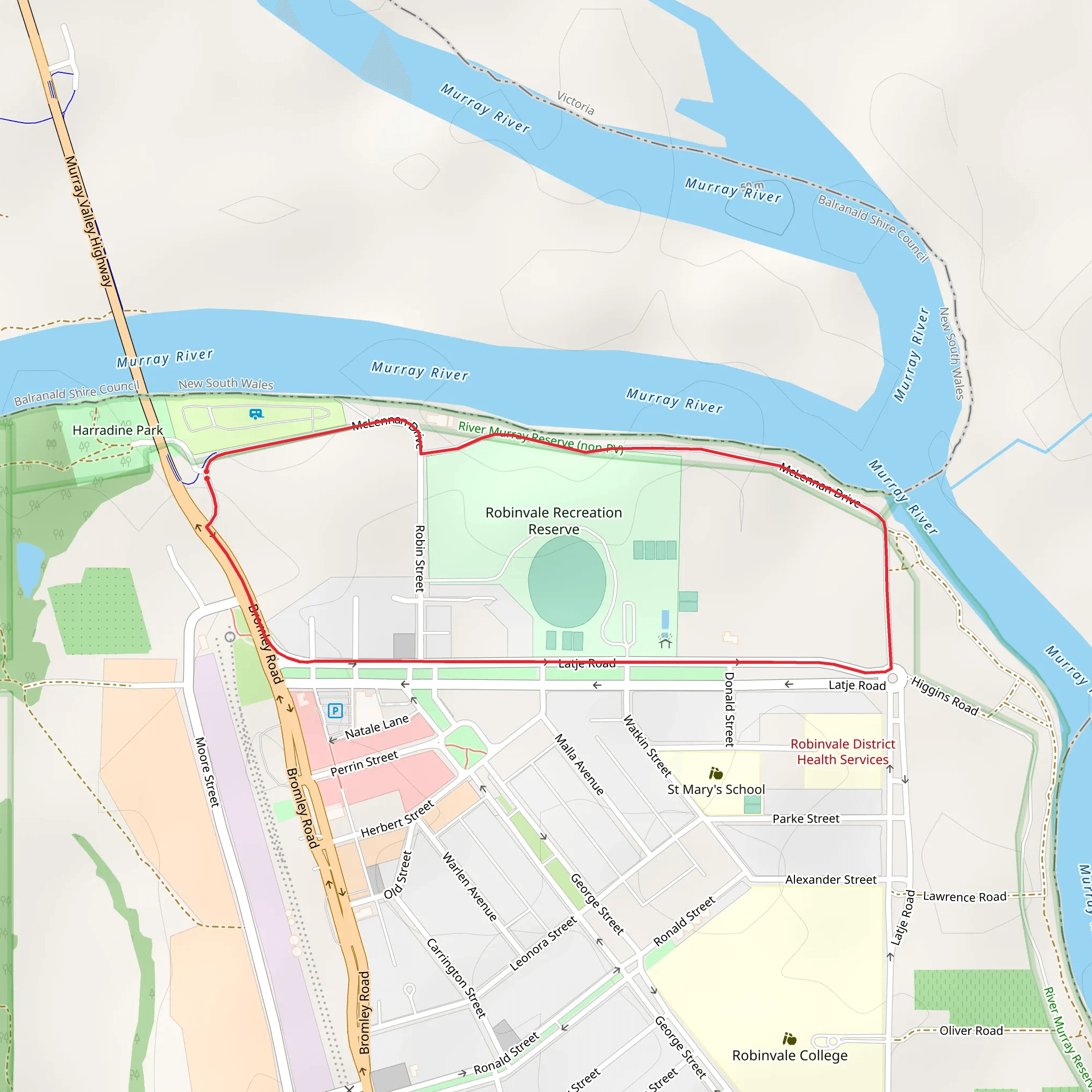 The Robinvale Murray River Track mobile static map