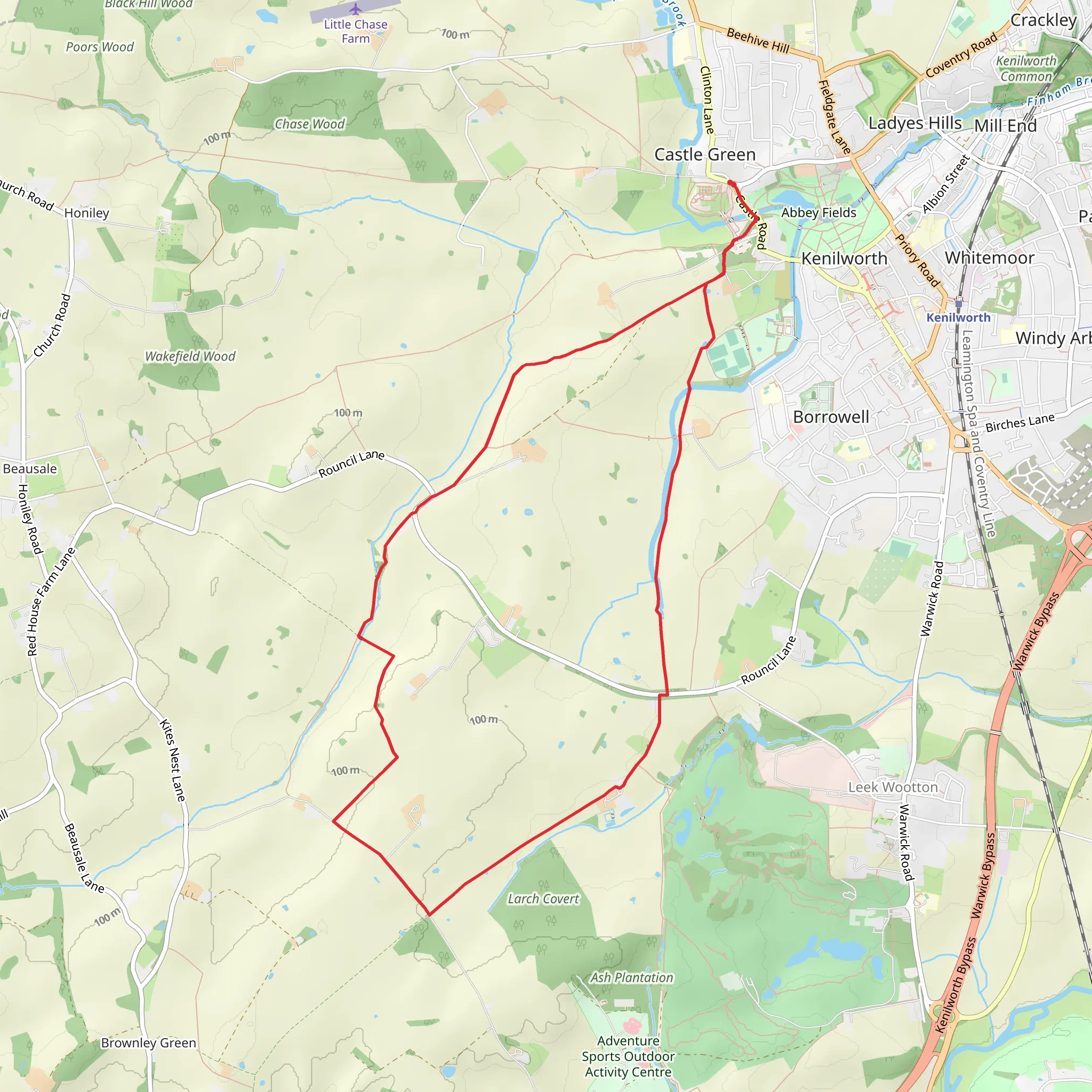 Circular Walk from Kenilworth Castle mobile static map