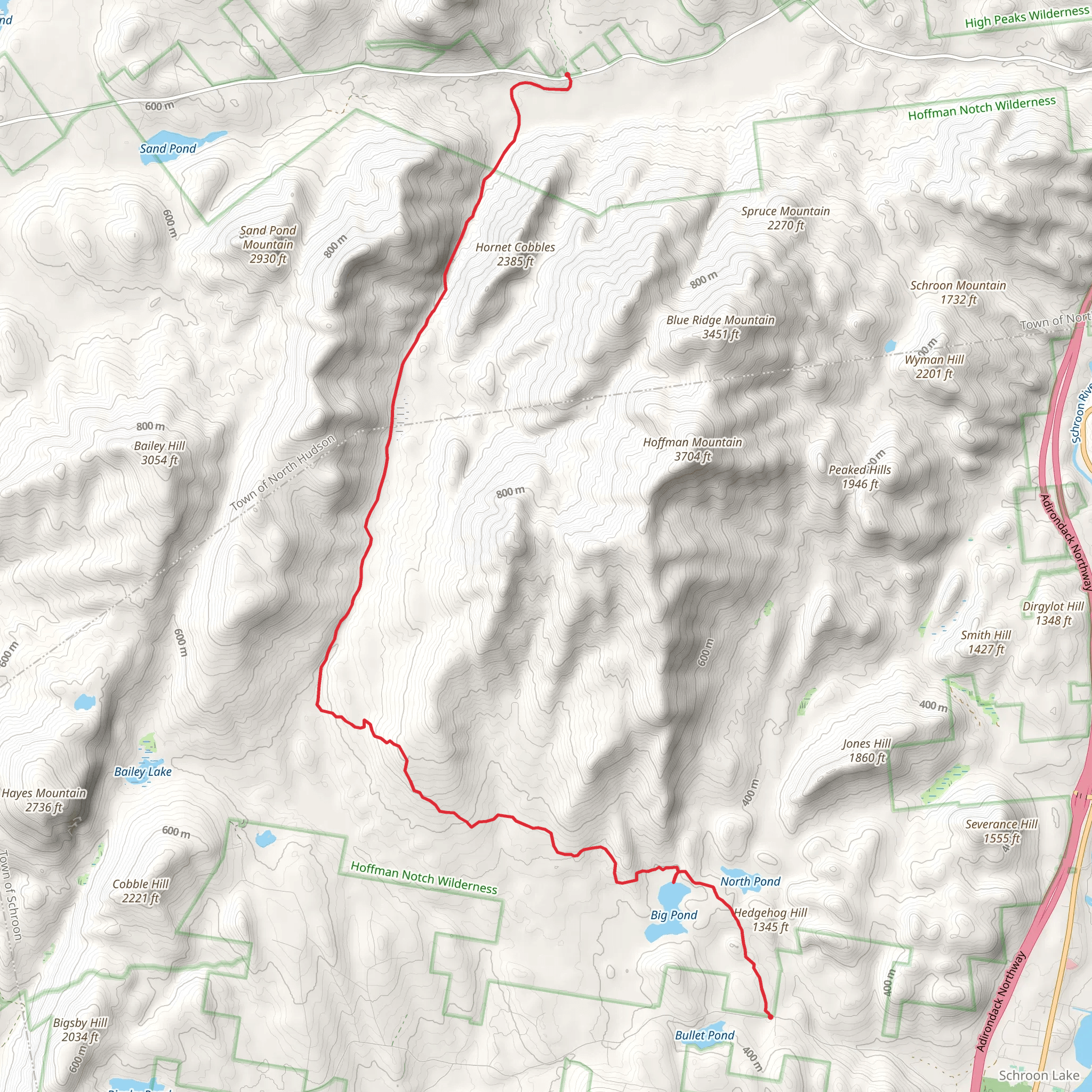 Big Pond Trail via Hoffman Notch Trail mobile static map