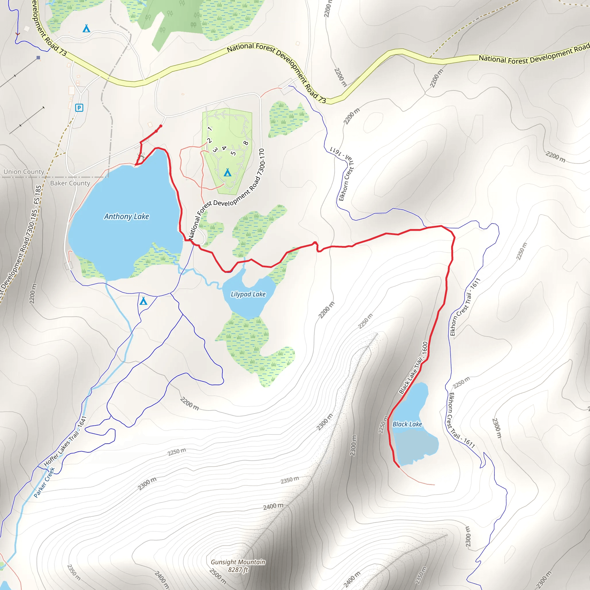 Anthony, Lilypad and Black Lakes mobile static map