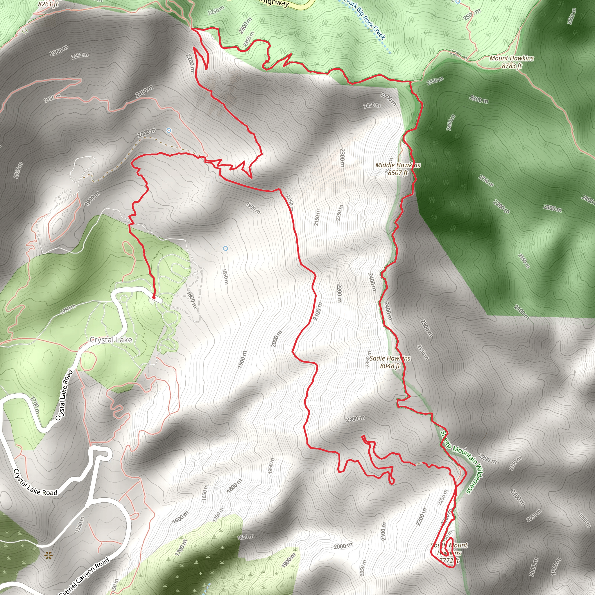 South Mount Hawkins Loop Trail mobile static map