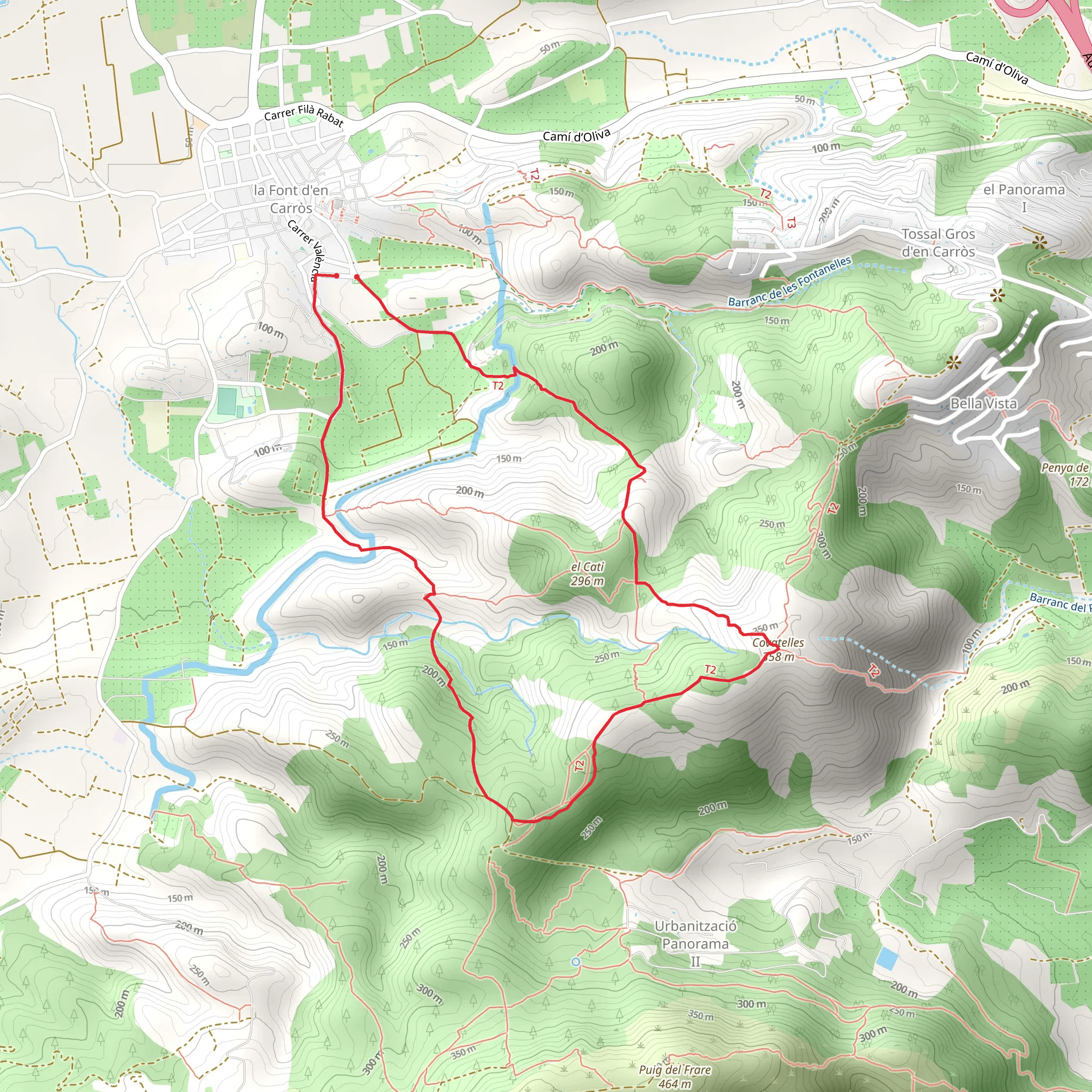 Route of the Assagadors and the Covatelles PR CV 347 mobile static map