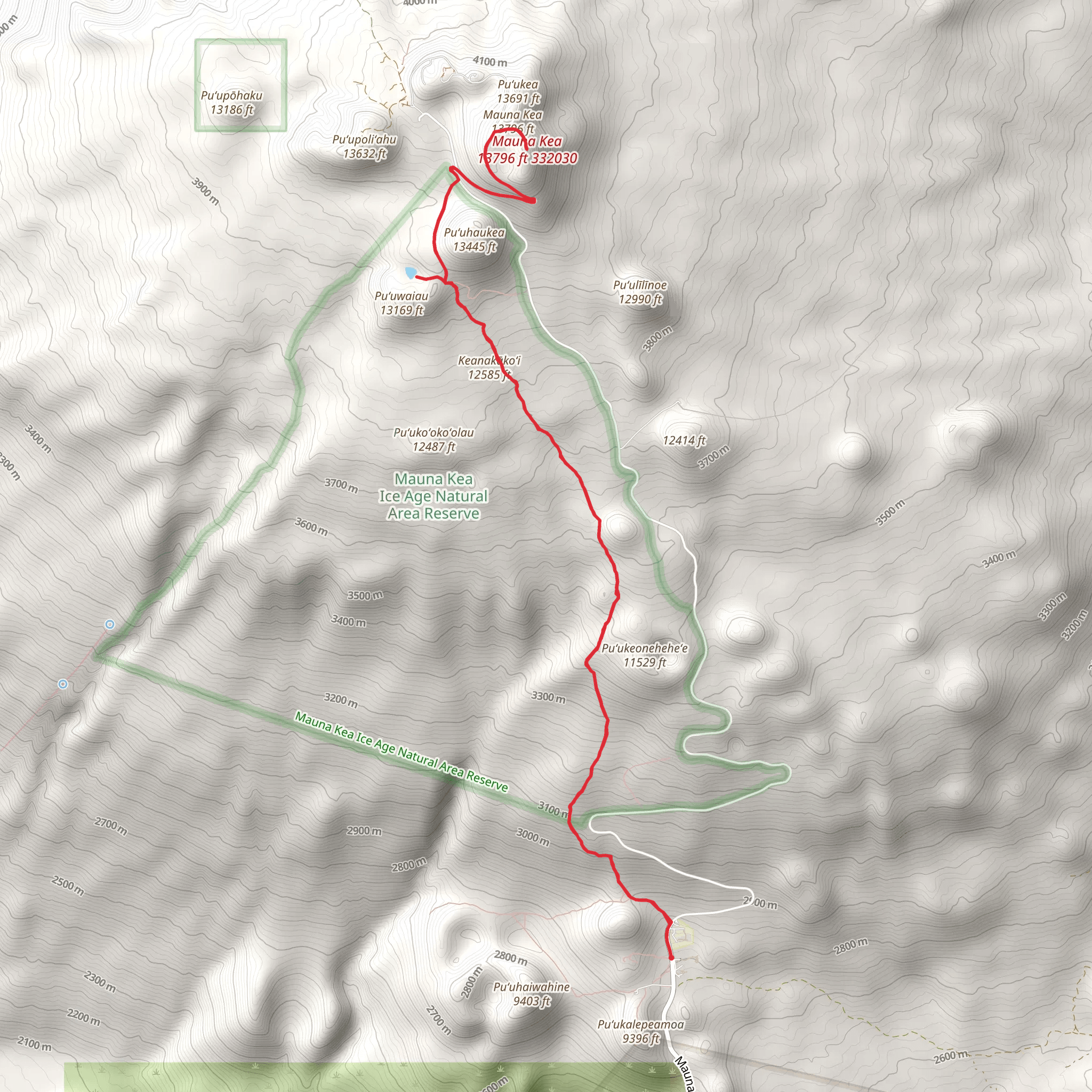 Lake Waiau and Mauna Kea mobile static map
