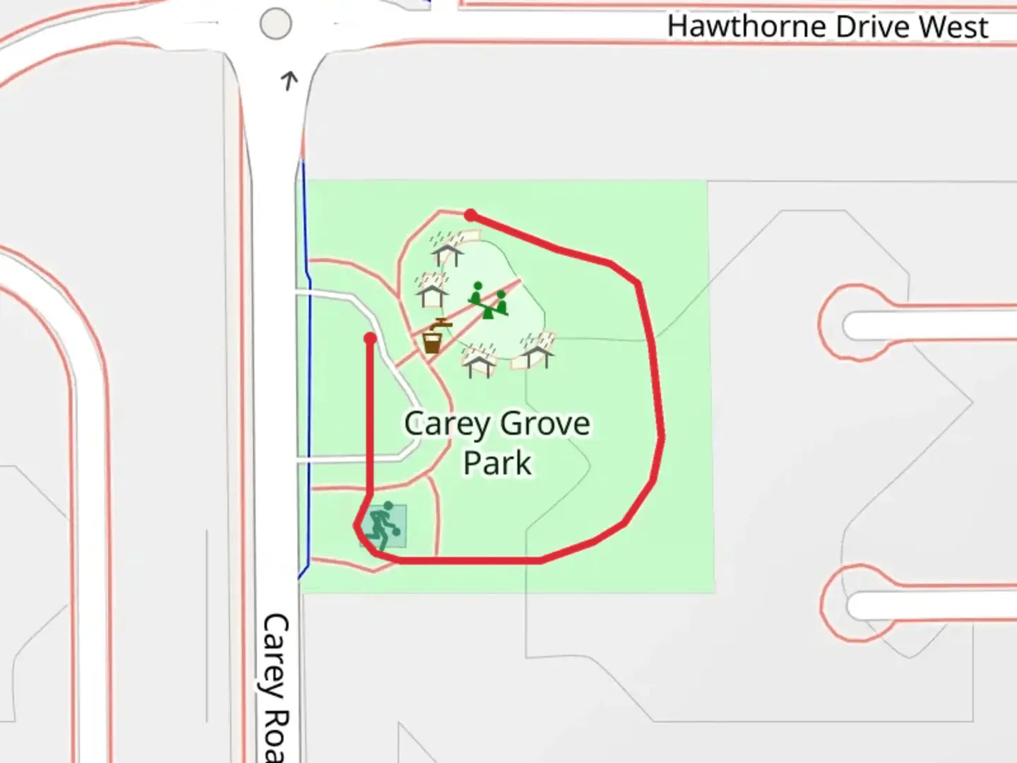 An image depicting the trail Carey Road Loop and its surrounding area.