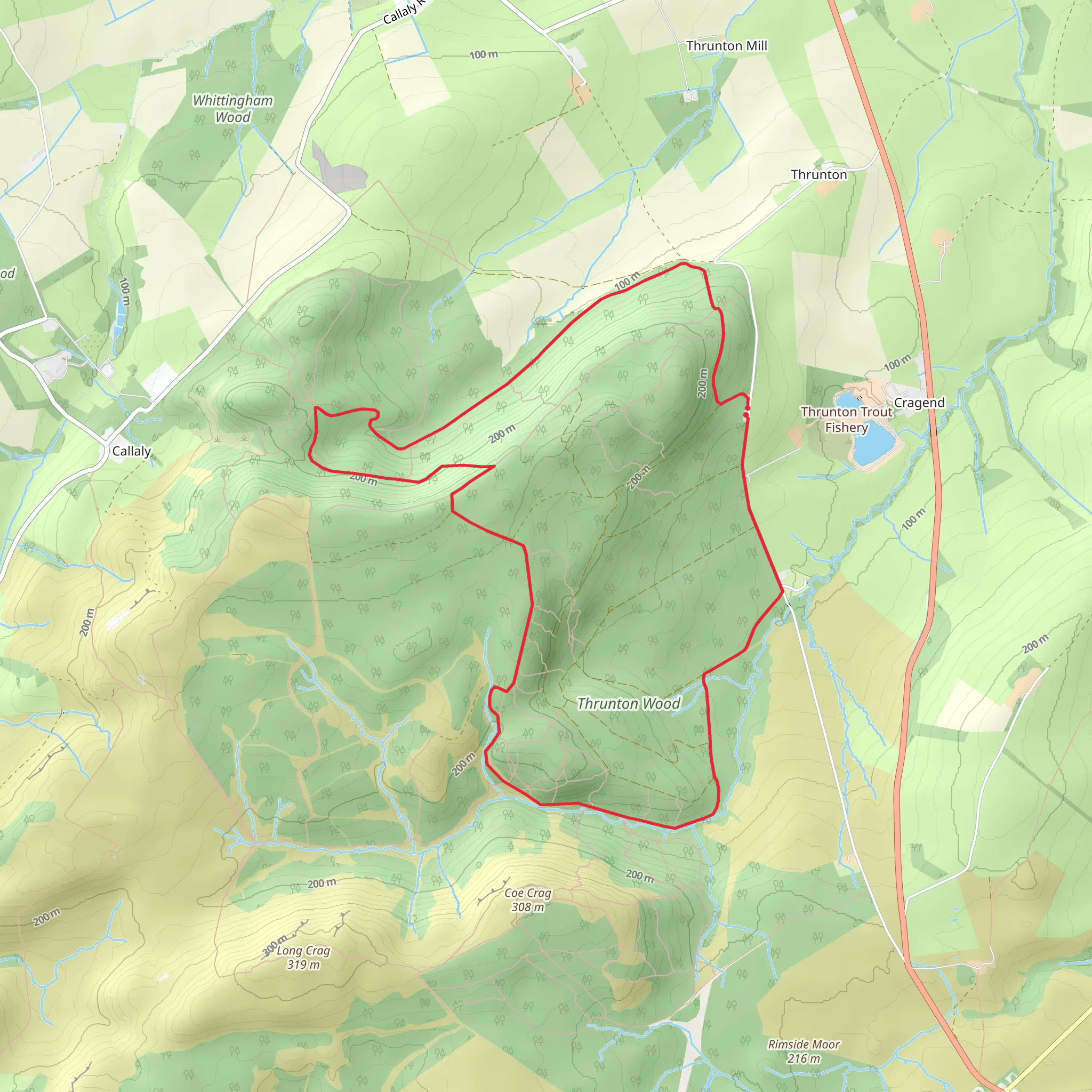 Thrunton Wood Long Loop mobile static map