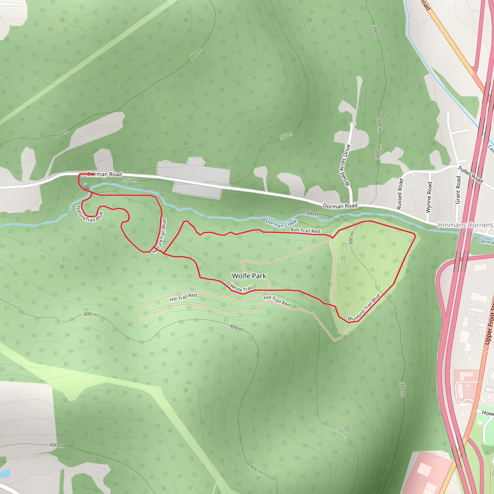 Wolfe Park Loop Trail mobile static map