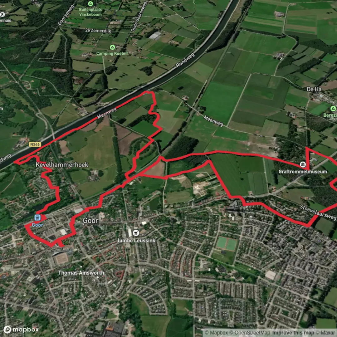 An image depicting the trail Zompepad and Twentekanaal via Reggepad and its surrounding area.