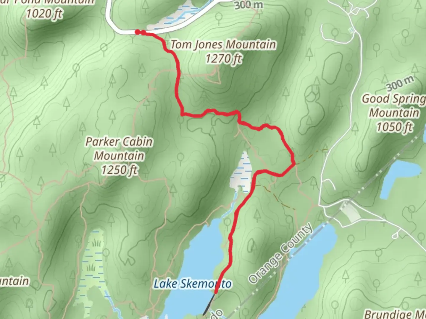 An image depicting the trail Lake Skemonto via Victory Trail and its surrounding area.