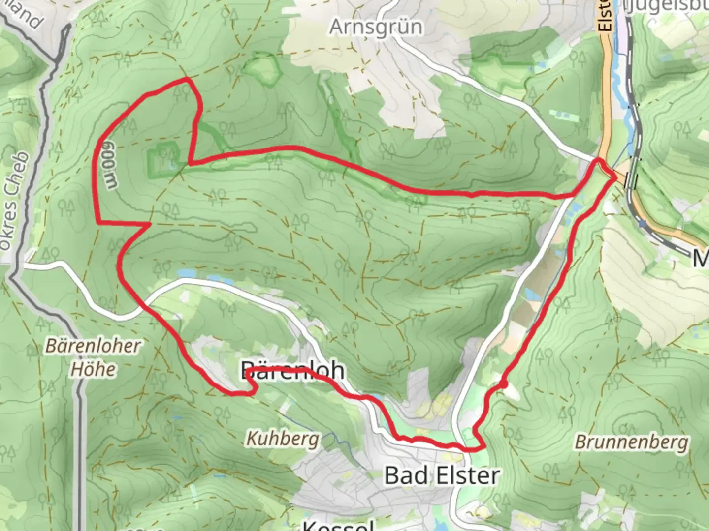 An image depicting the trail Bahnhofsweg, Wiesenweg and Ringweg Loop and its surrounding area.