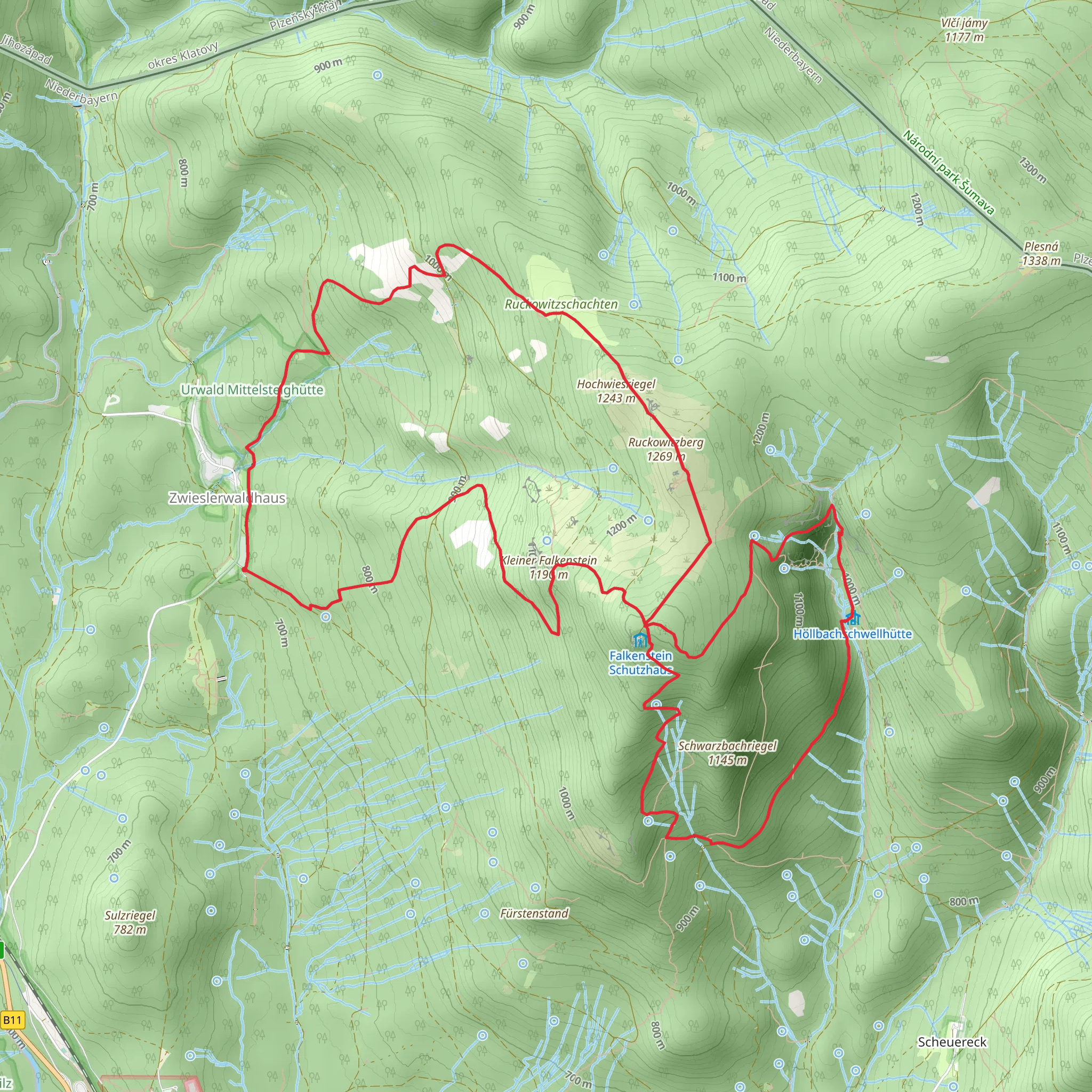 Ruckwiesberg, Grober Falkenstein and Kleiner Falkenstein Loop mobile static map
