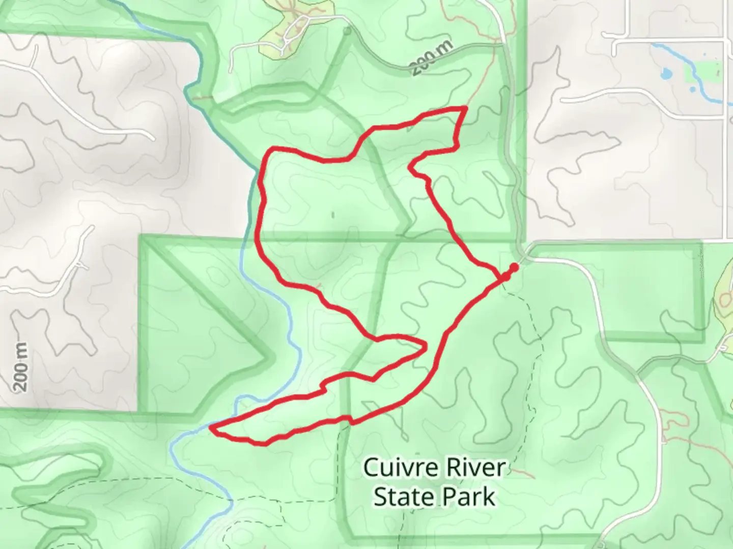 An image depicting the trail Big Sugar Creek Loop Trail and its surrounding area.