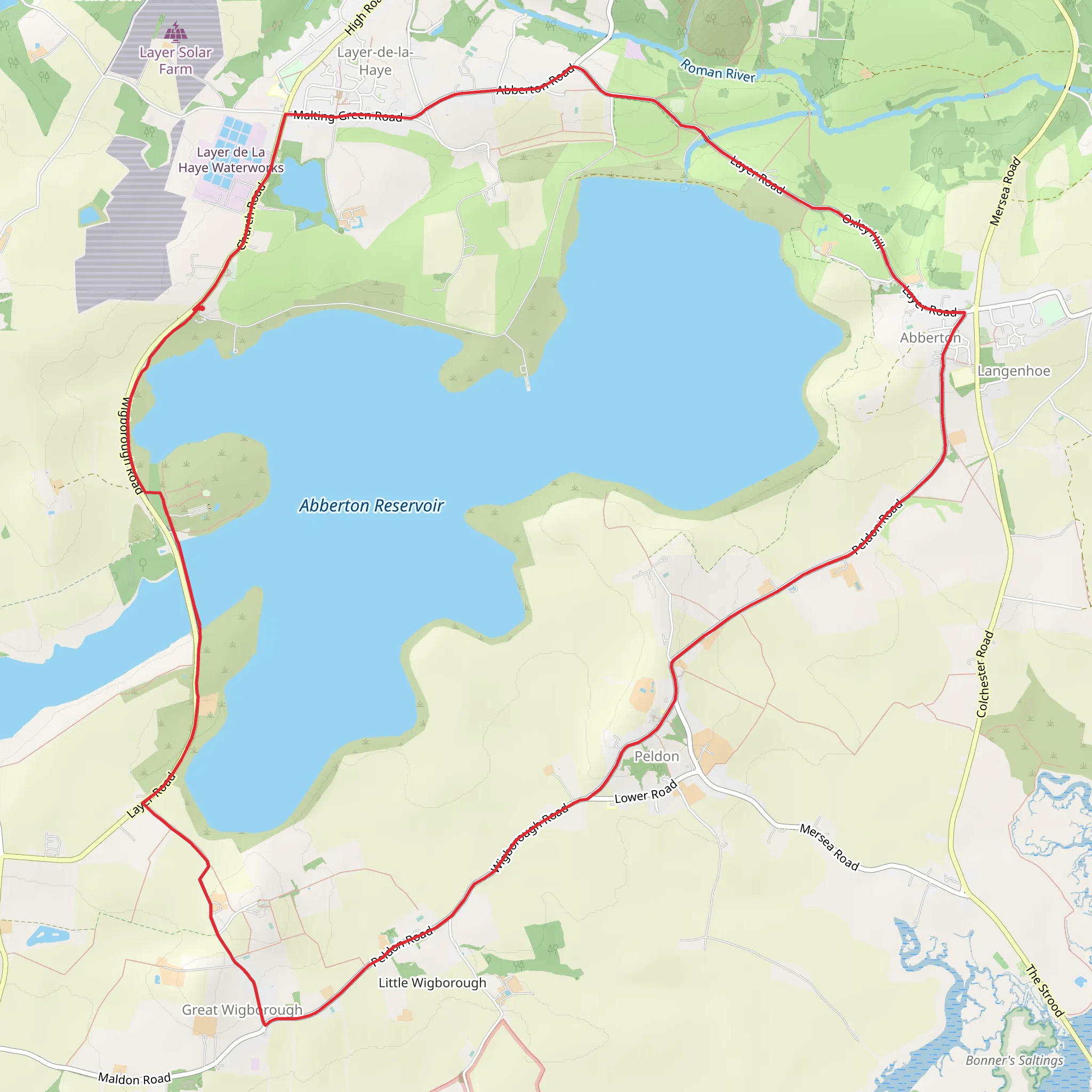 Abberton Reservoir Loop mobile static map