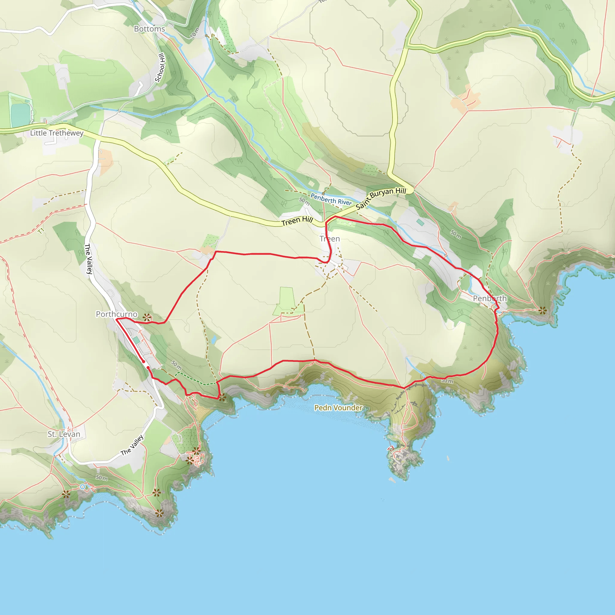 Porthcurno and Penberth Walk mobile static map