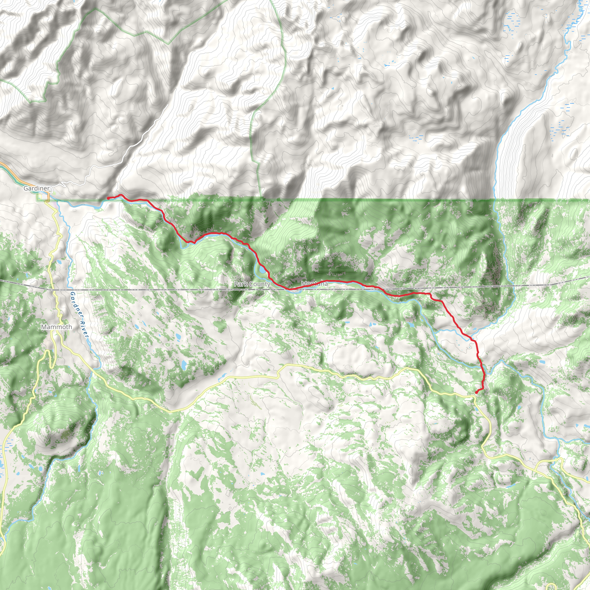 Hellroaring Creek and Yellowstone River Trail mobile static map
