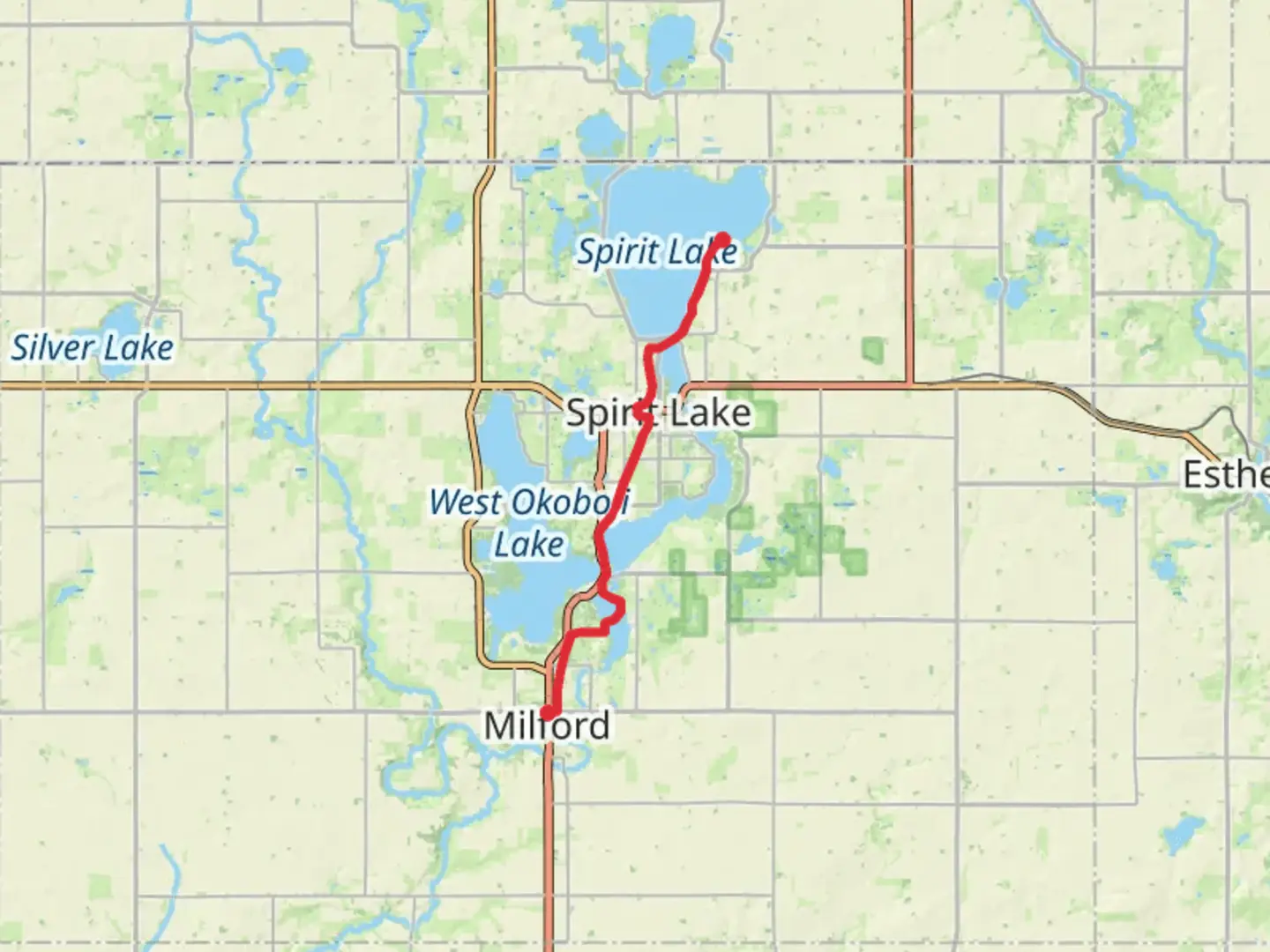 An image depicting the trail Iowa Great Lakes Trail Point to Point and its surrounding area.