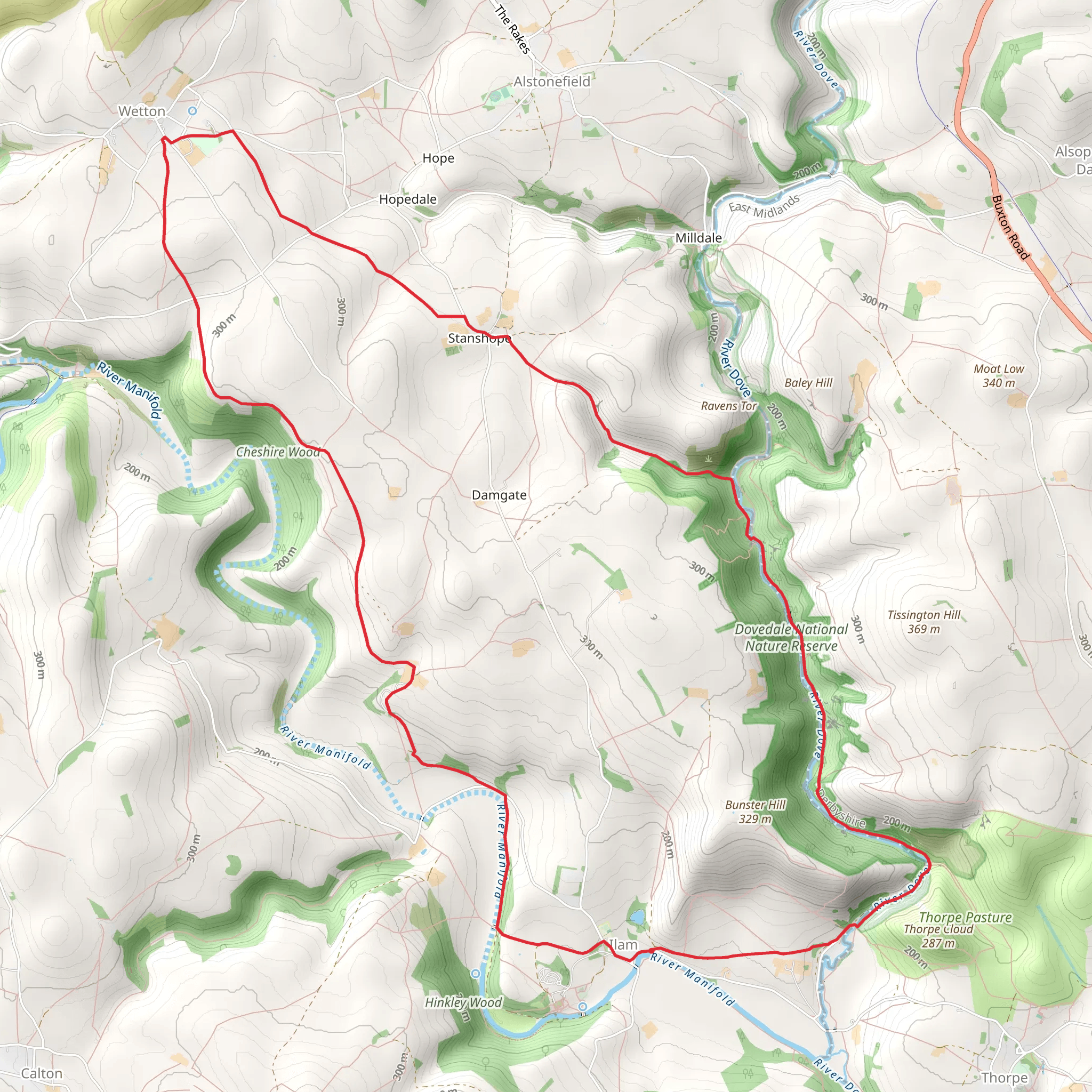 The Manifold Valley - Wetton and Dovedale from Ilam mobile static map
