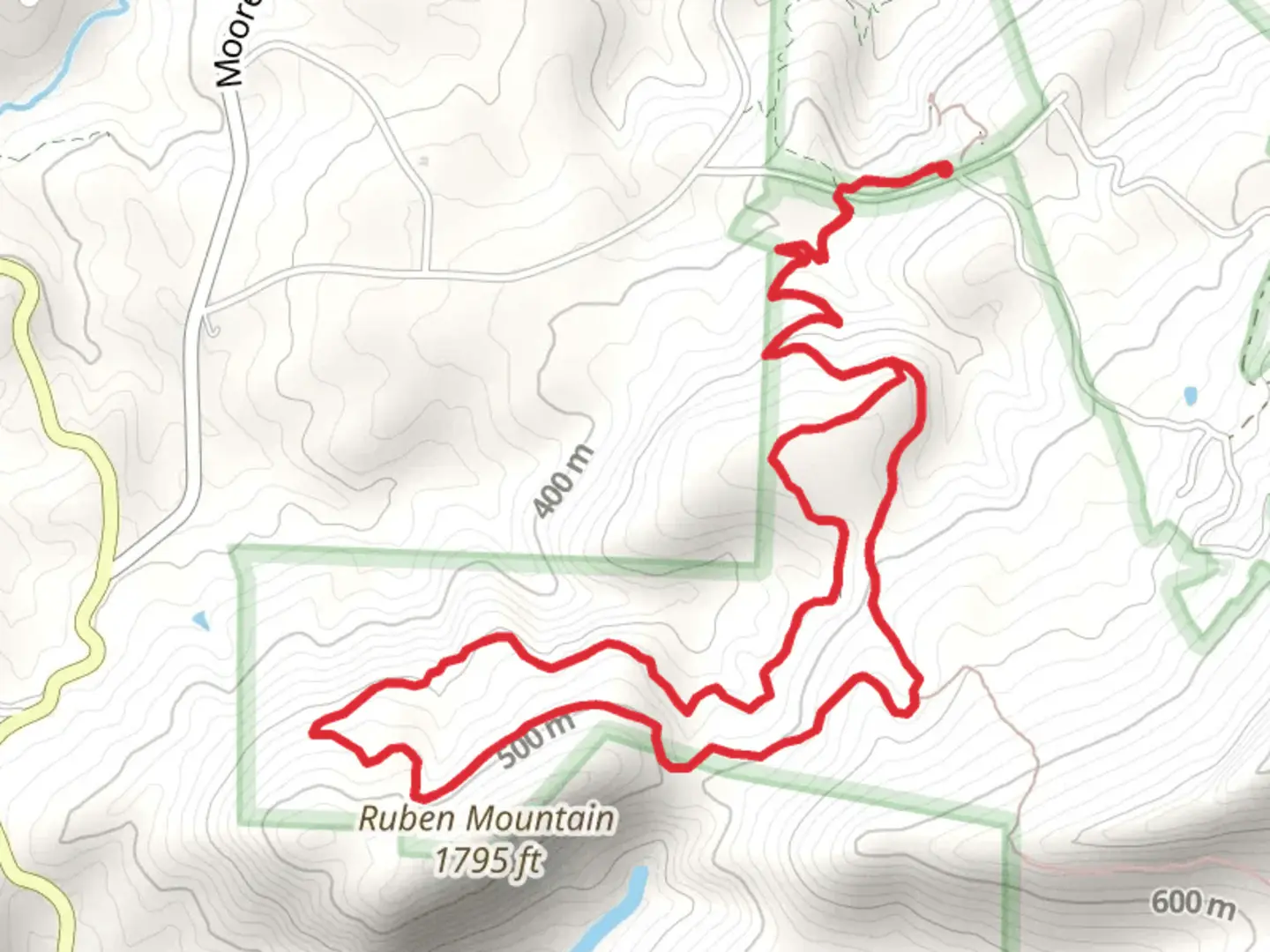 An image depicting the trail Torys Den and Ruben Mountain Loop Trail and its surrounding area.