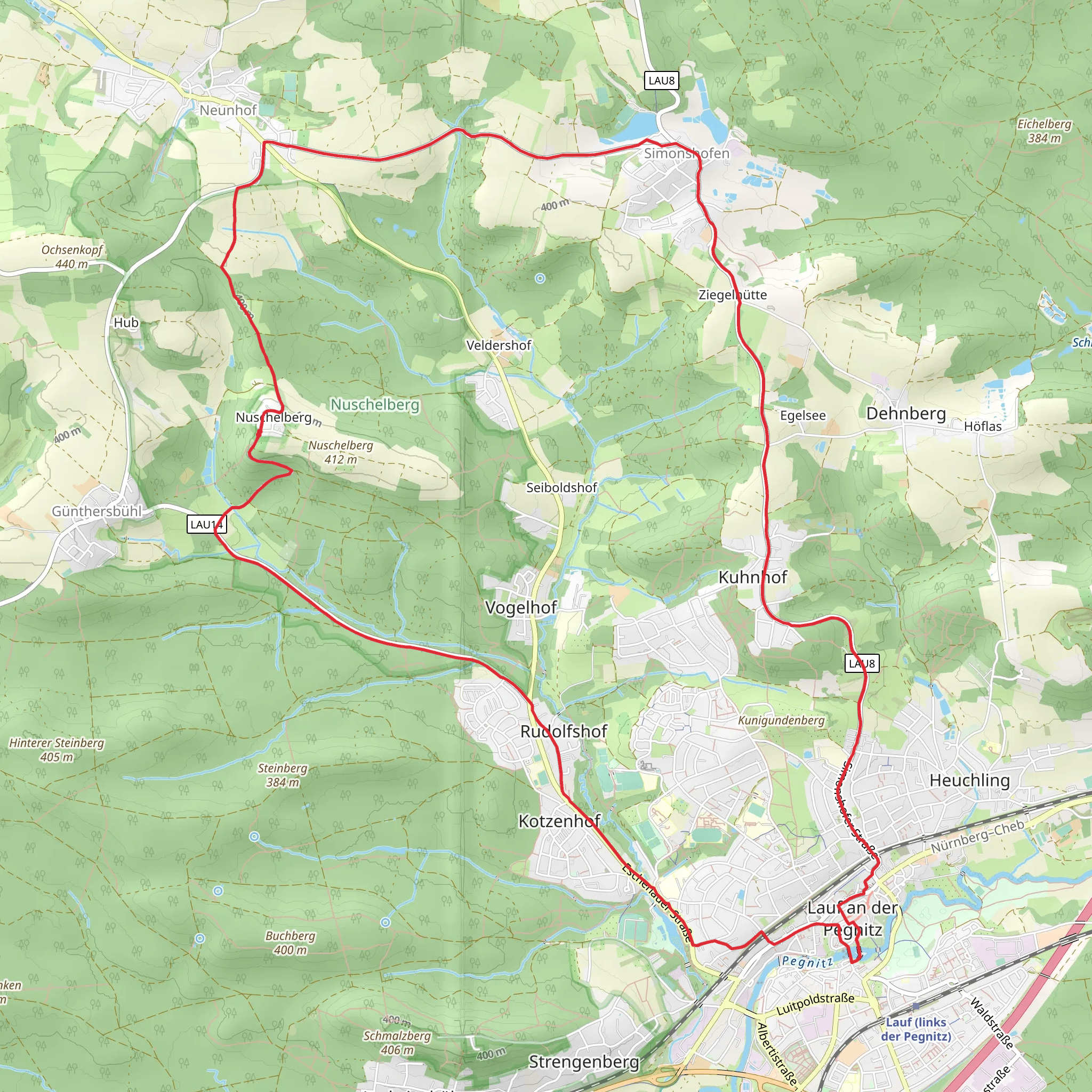 Nuschelberg and Lauf Loop mobile static map