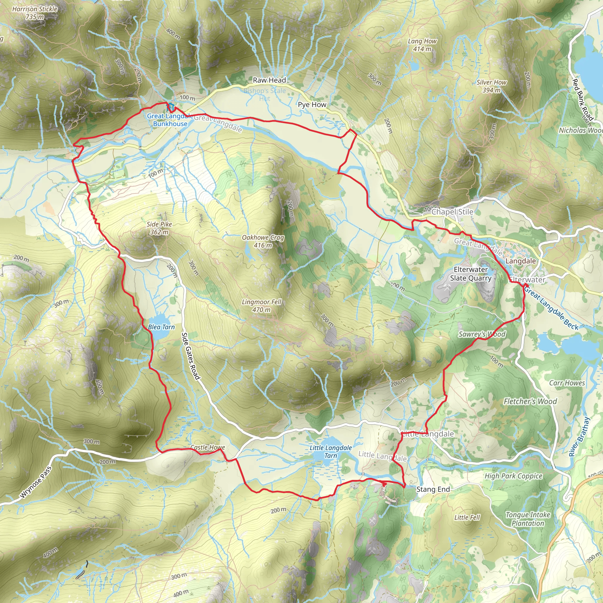 Blea Tarn and Great Langdale mobile static map