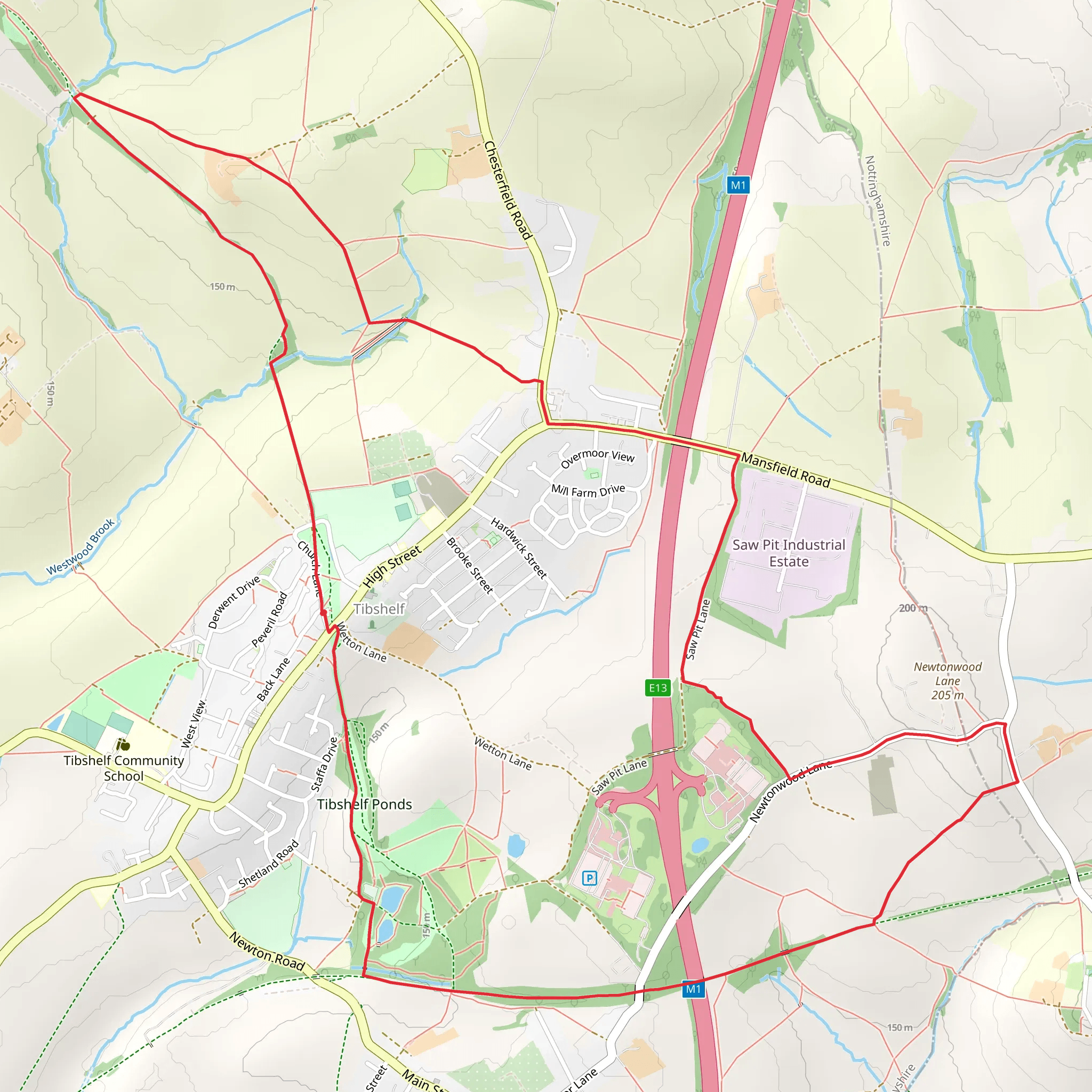 Tibshelf CIrcular Walk mobile static map