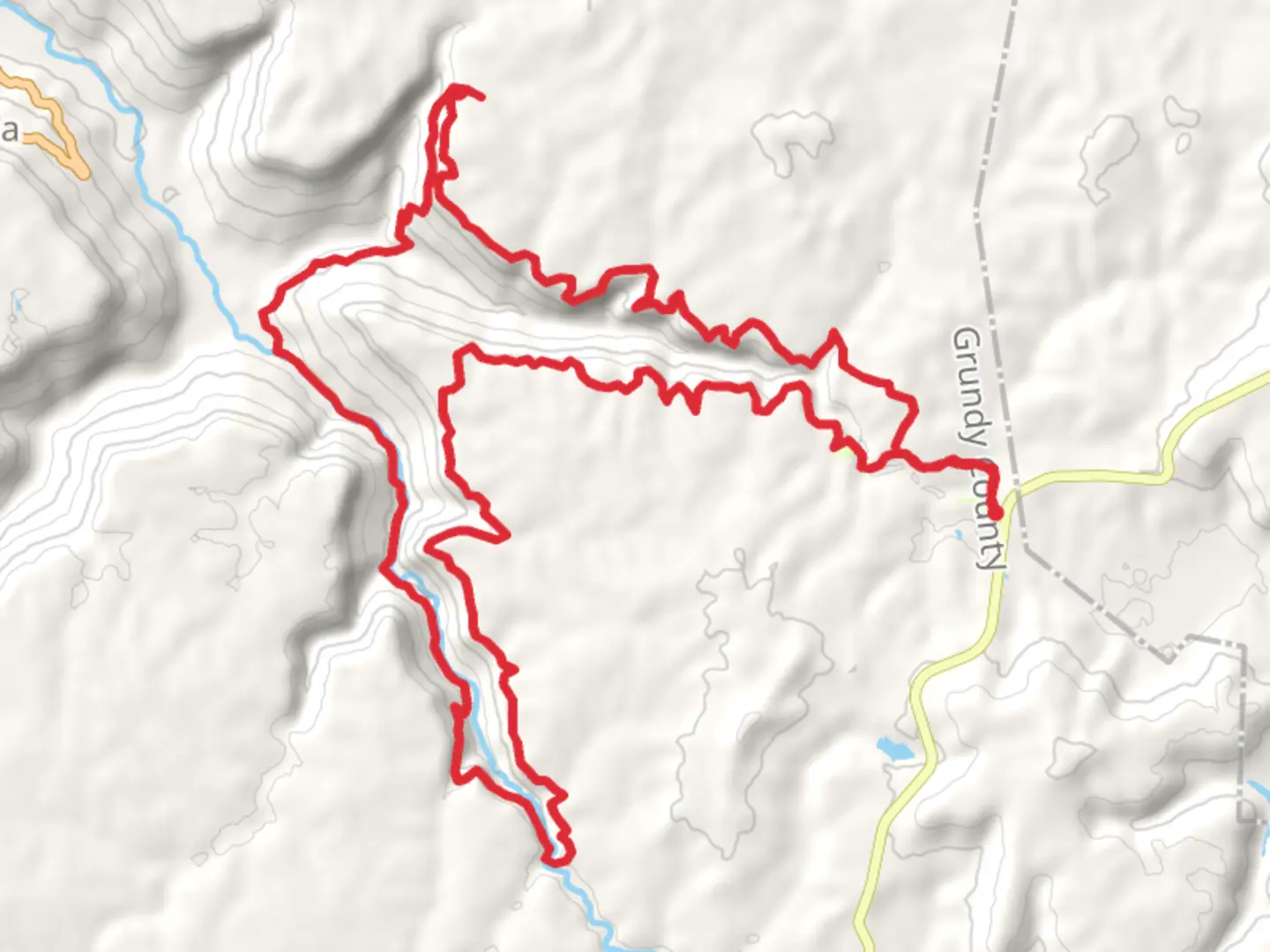An image depicting the trail Boyd Branch, Savage Creek and Collins River Loop and its surrounding area.