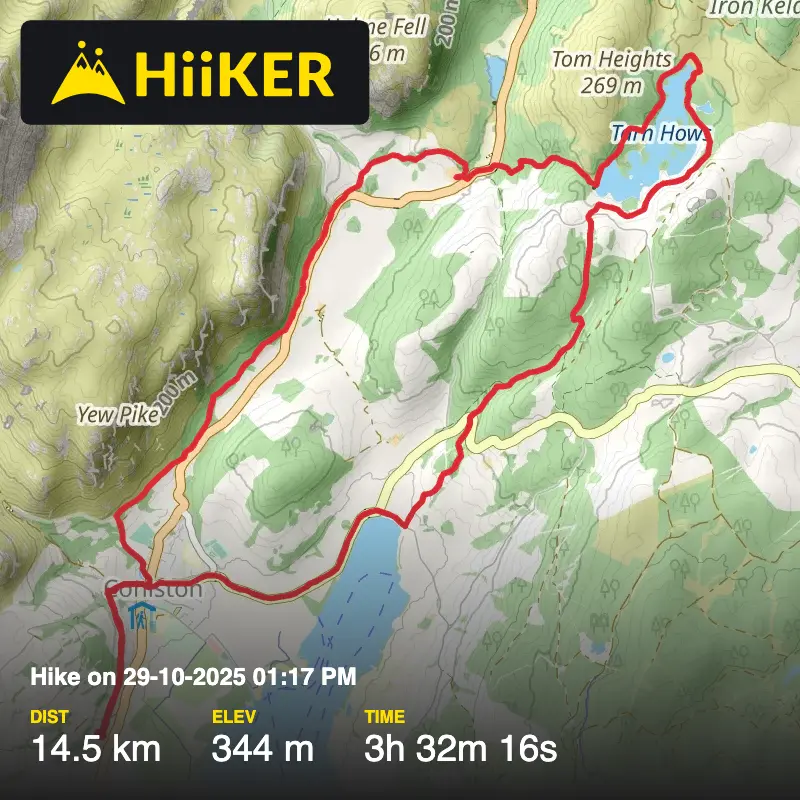 A map preview of the recording Hike on 29-10-2025 01:17 PM.