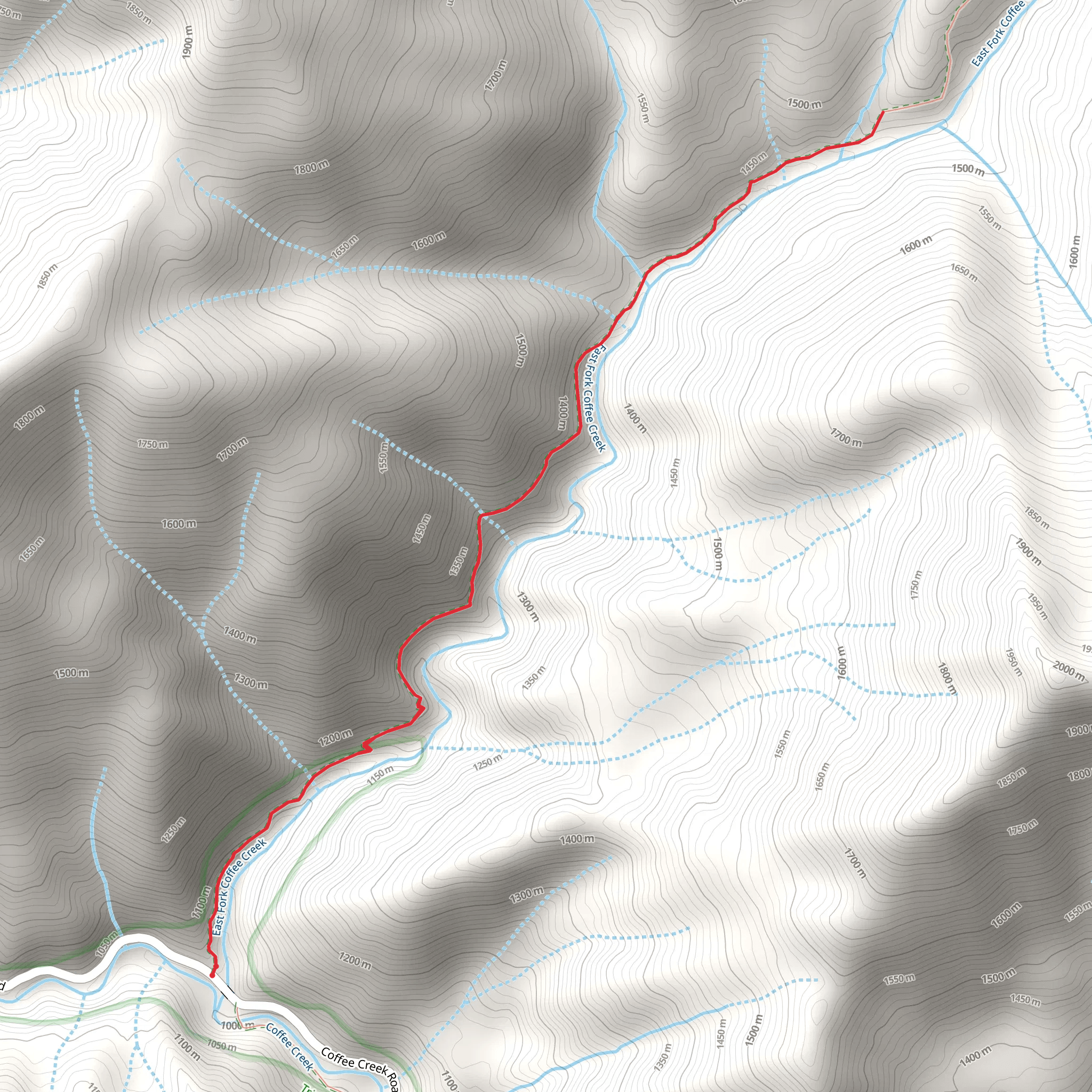 East Fork Coffee Creek Trail - Short mobile static map
