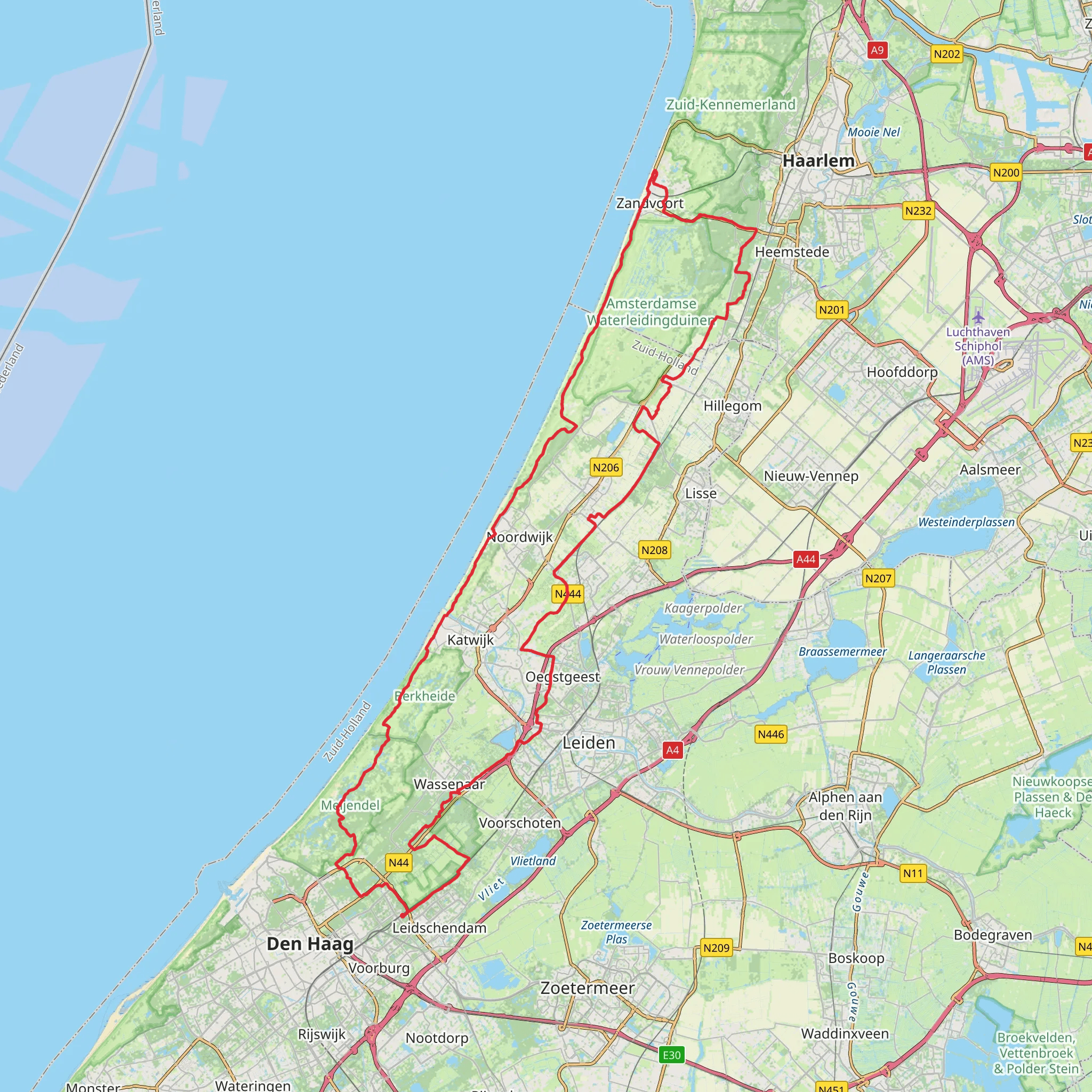 Valkenburgse Meer, Meijendel, Berkheide and Zandvoort Loop mobile static map