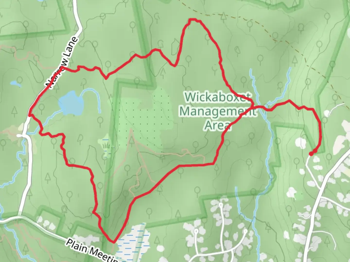 An image depicting the trail Wickaboxet Trail Loop and its surrounding area.