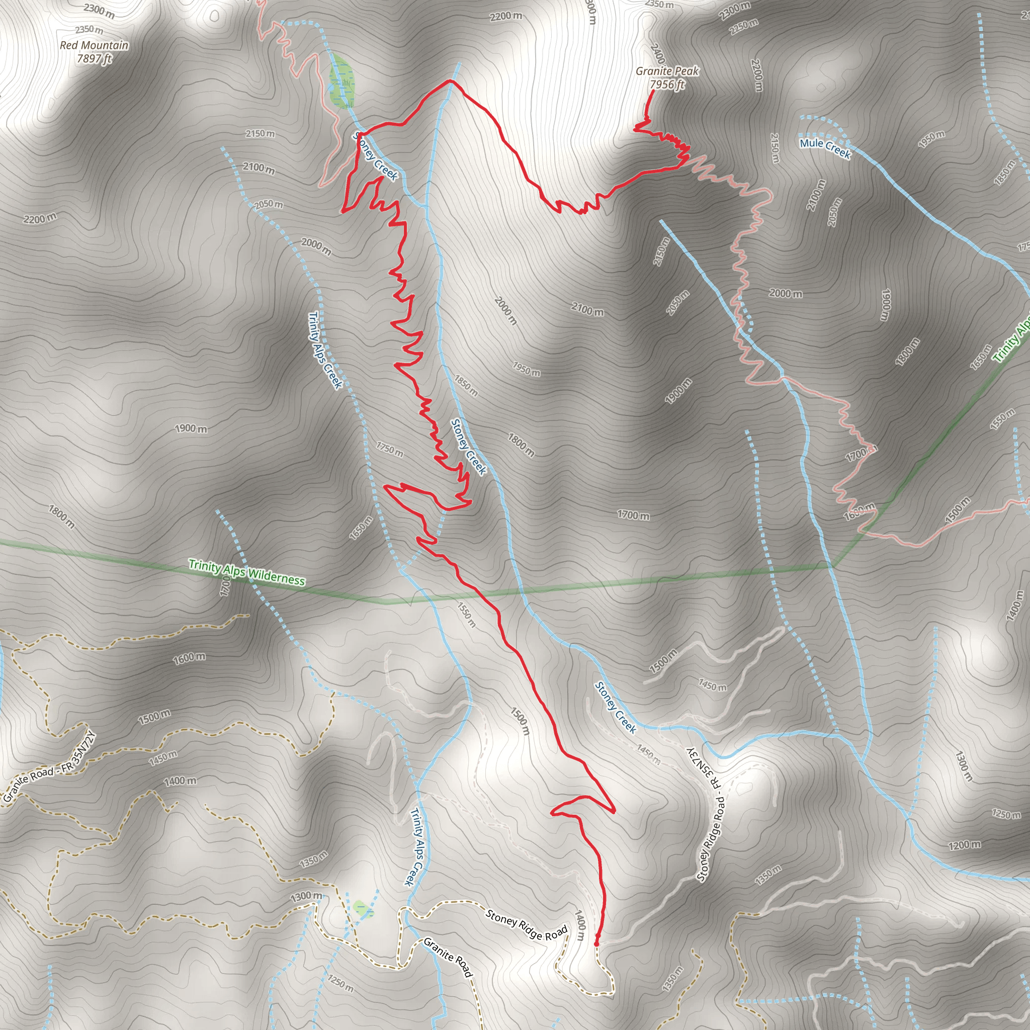 Granite Peak Spur via Stoney Ridge Trail mobile static map