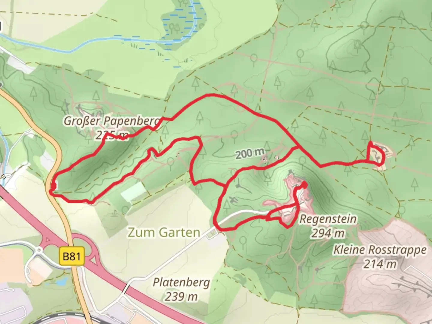An image depicting the trail Sandhohlen and Felsburgruine Regenstein Loop and its surrounding area.