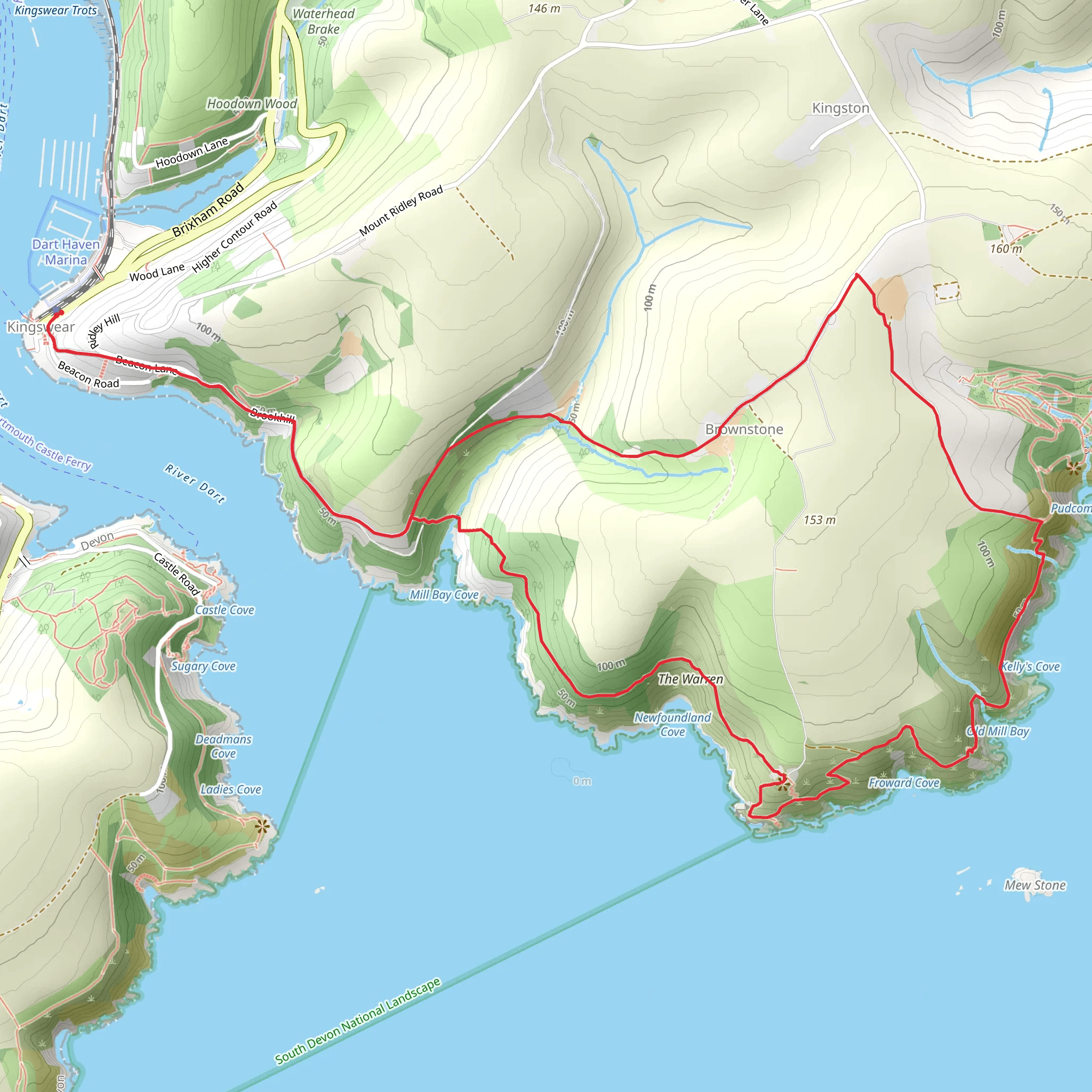 Brownstone Circular Walk - Kingswear mobile static map