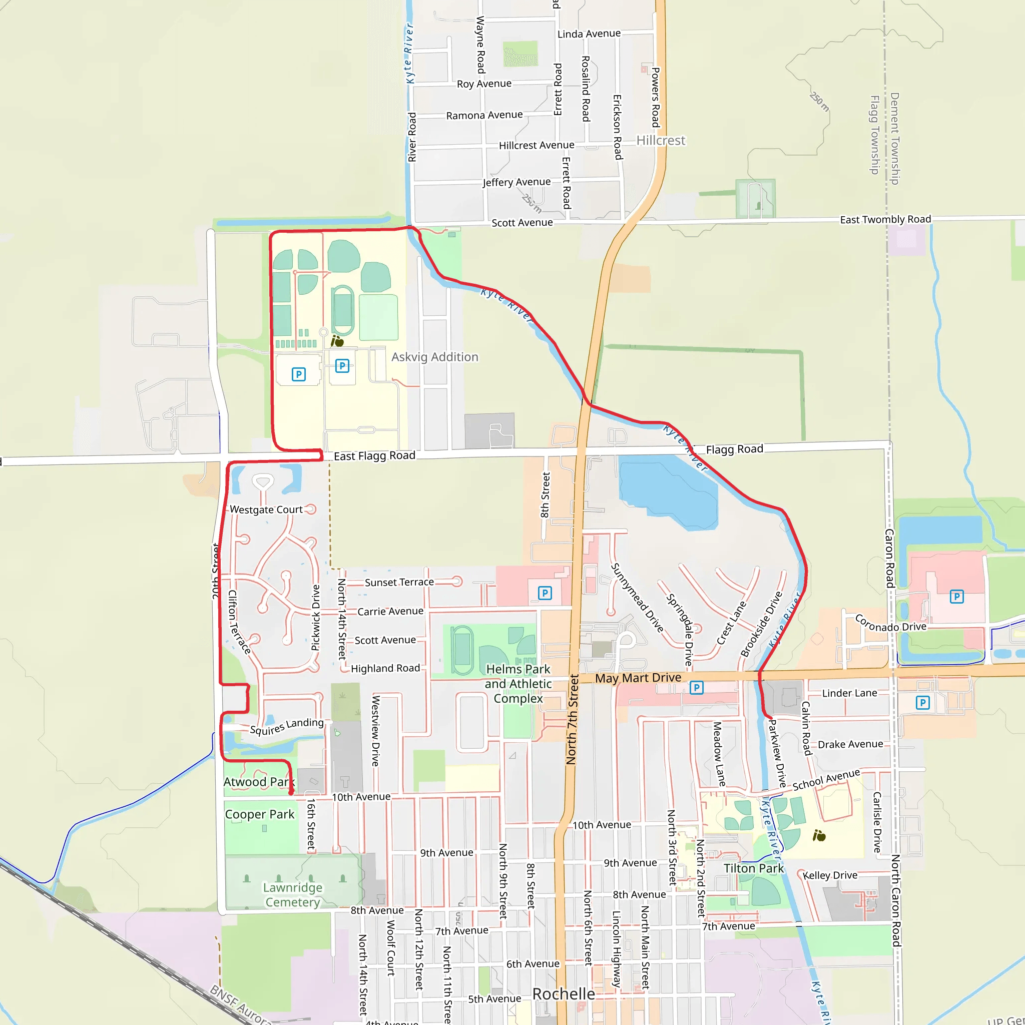 Atwood Park and Four Sisters Walk Path mobile static map