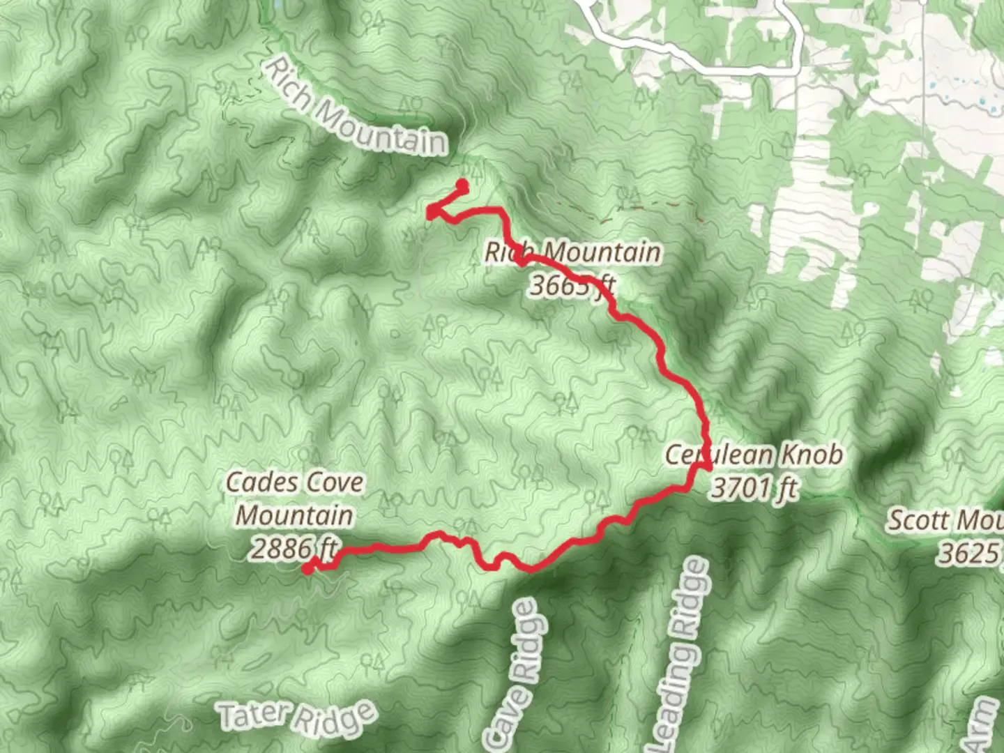 An image depicting the trail Rich Mountain Trail and Indian Grave Gap Trail and its surrounding area.