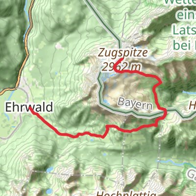 Zugspitze Hike from Ehrwald mobile static map