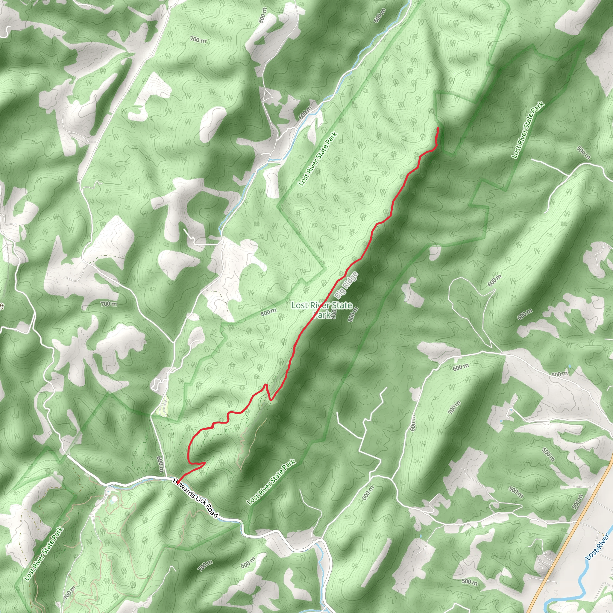 Miller Rock via Howards Lick Road mobile static map