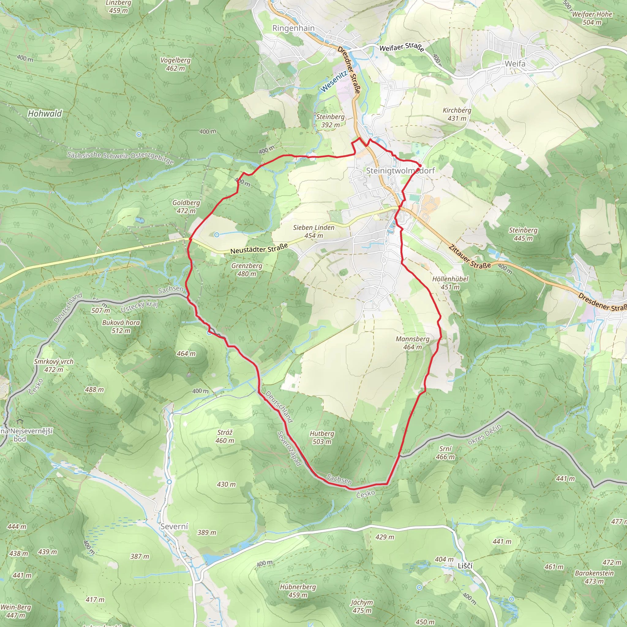 Talsperre Ringenhain and Severn Brook via Severni - Nordkap mobile static map