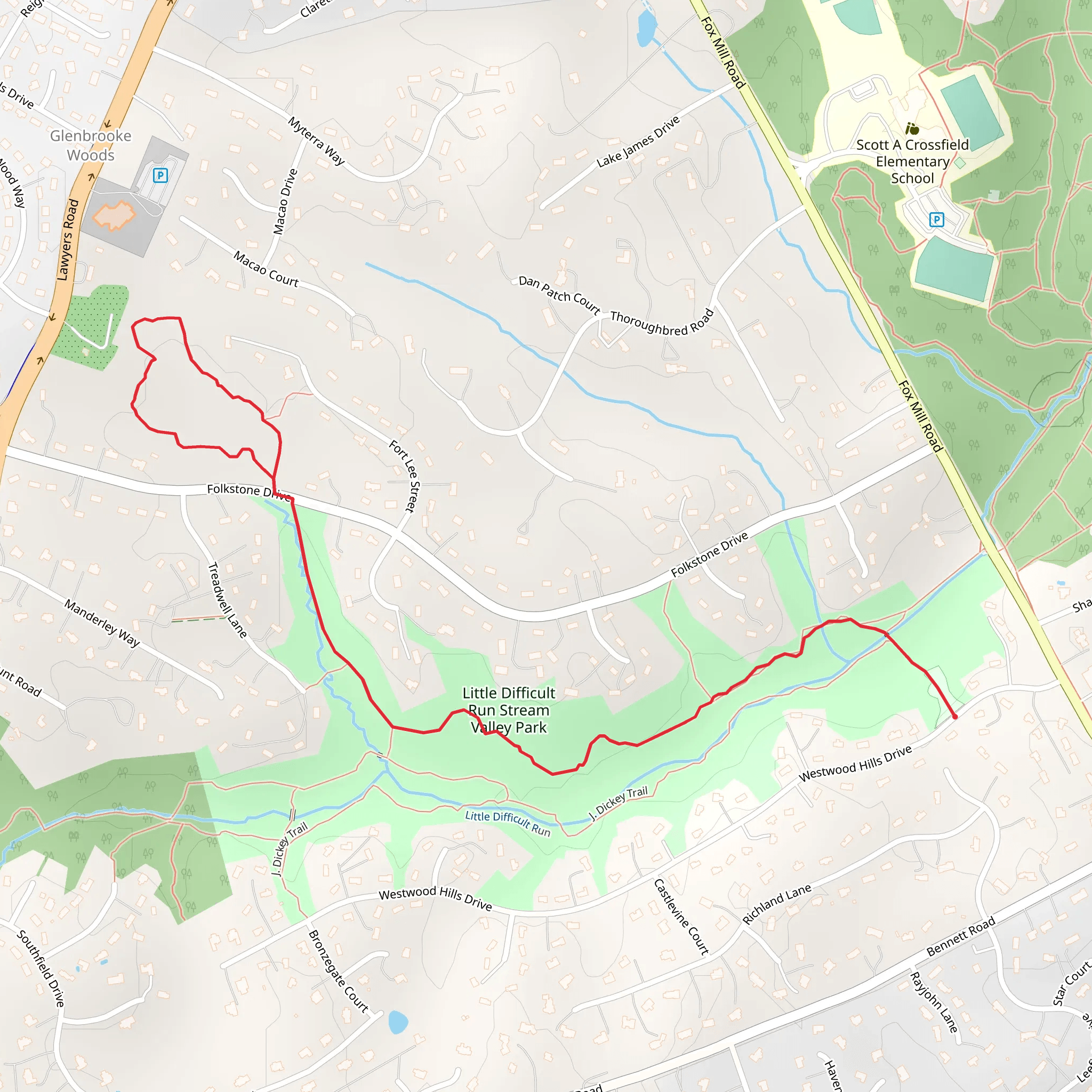 Walk beside Little Difficult Run mobile static map