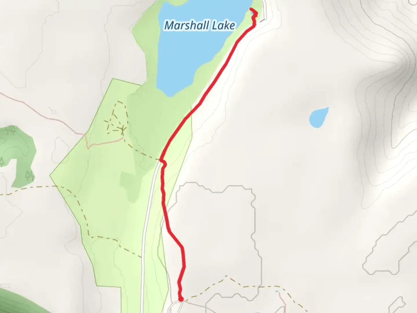 An image depicting the trail Marshall Lake and Lower Tank via Arizona Trail and its surrounding area.