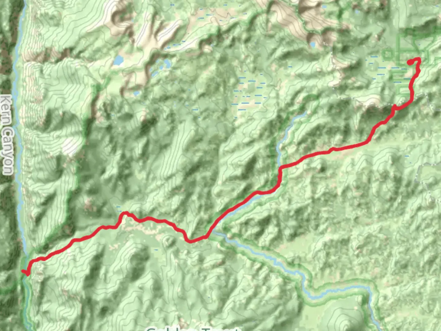 An image depicting the trail Bullfrog Meadow and Soda Spring via Mulkey Pass Trail and its surrounding area.