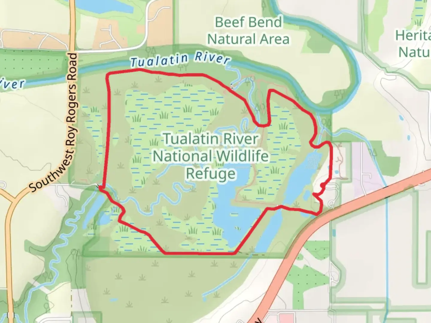 An image depicting the trail Tualatin River National Wildlife Refuge Loop and its surrounding area.