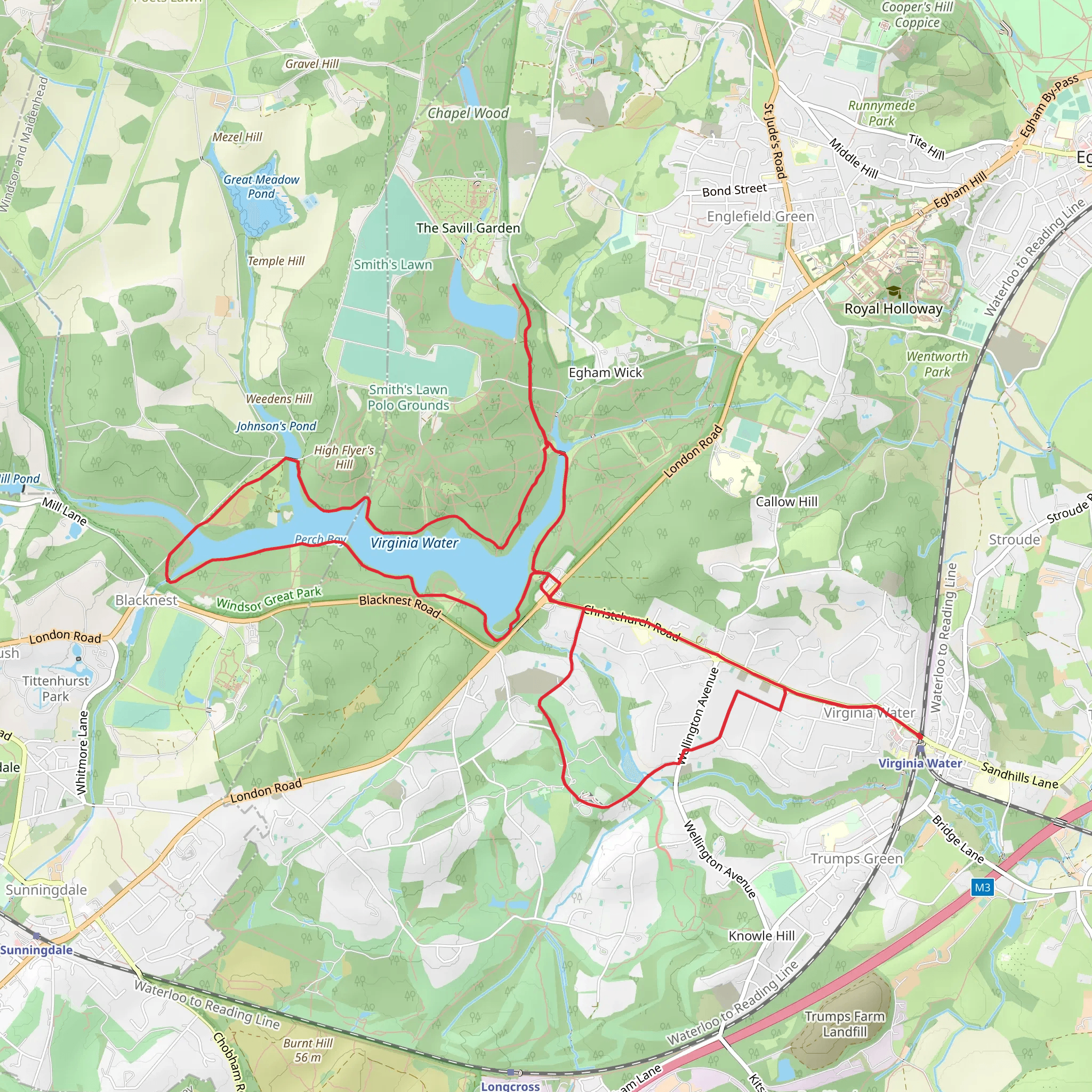 Virginia Water and The Wentworth Estate mobile static map
