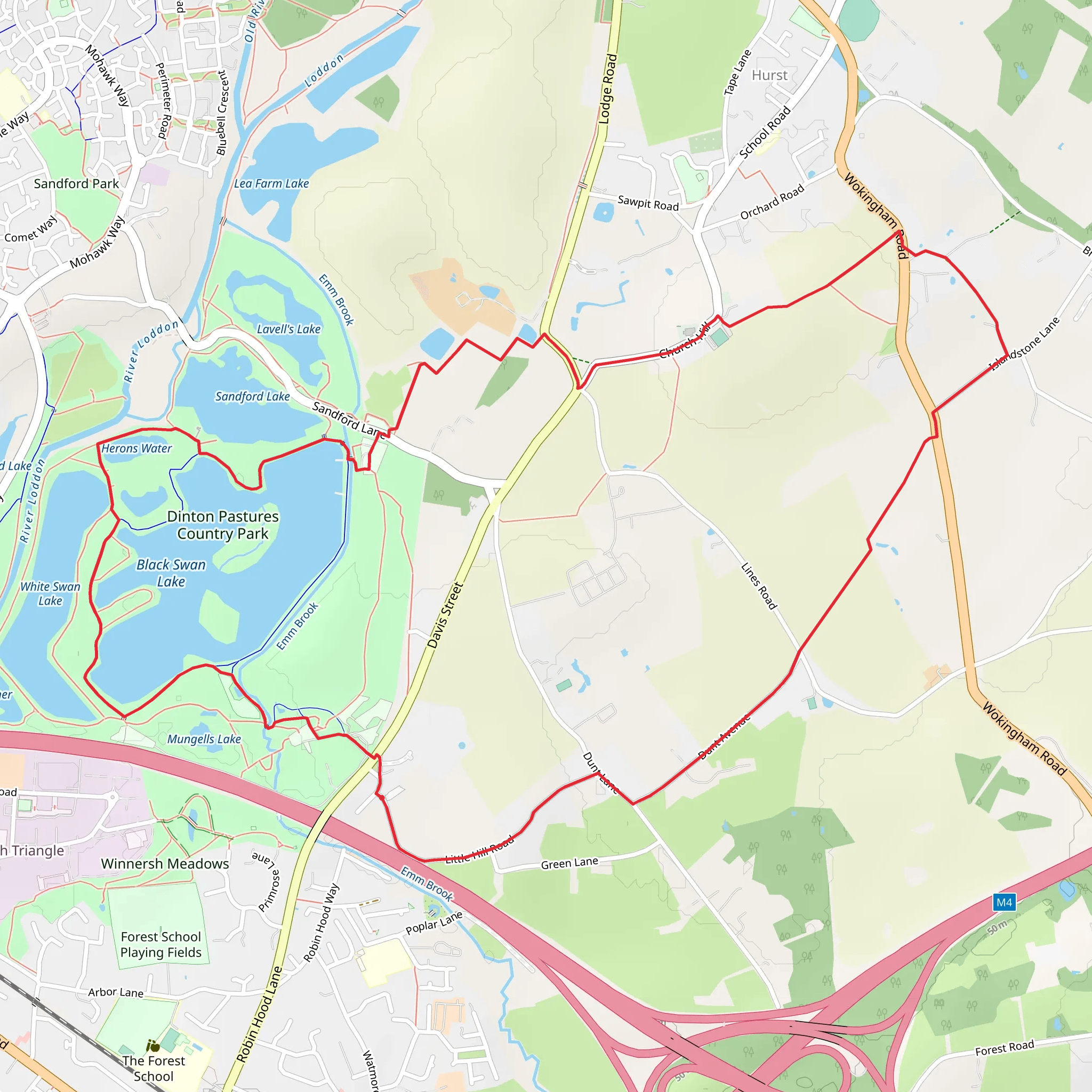 Dinton Pastures Country Park Circular mobile static map