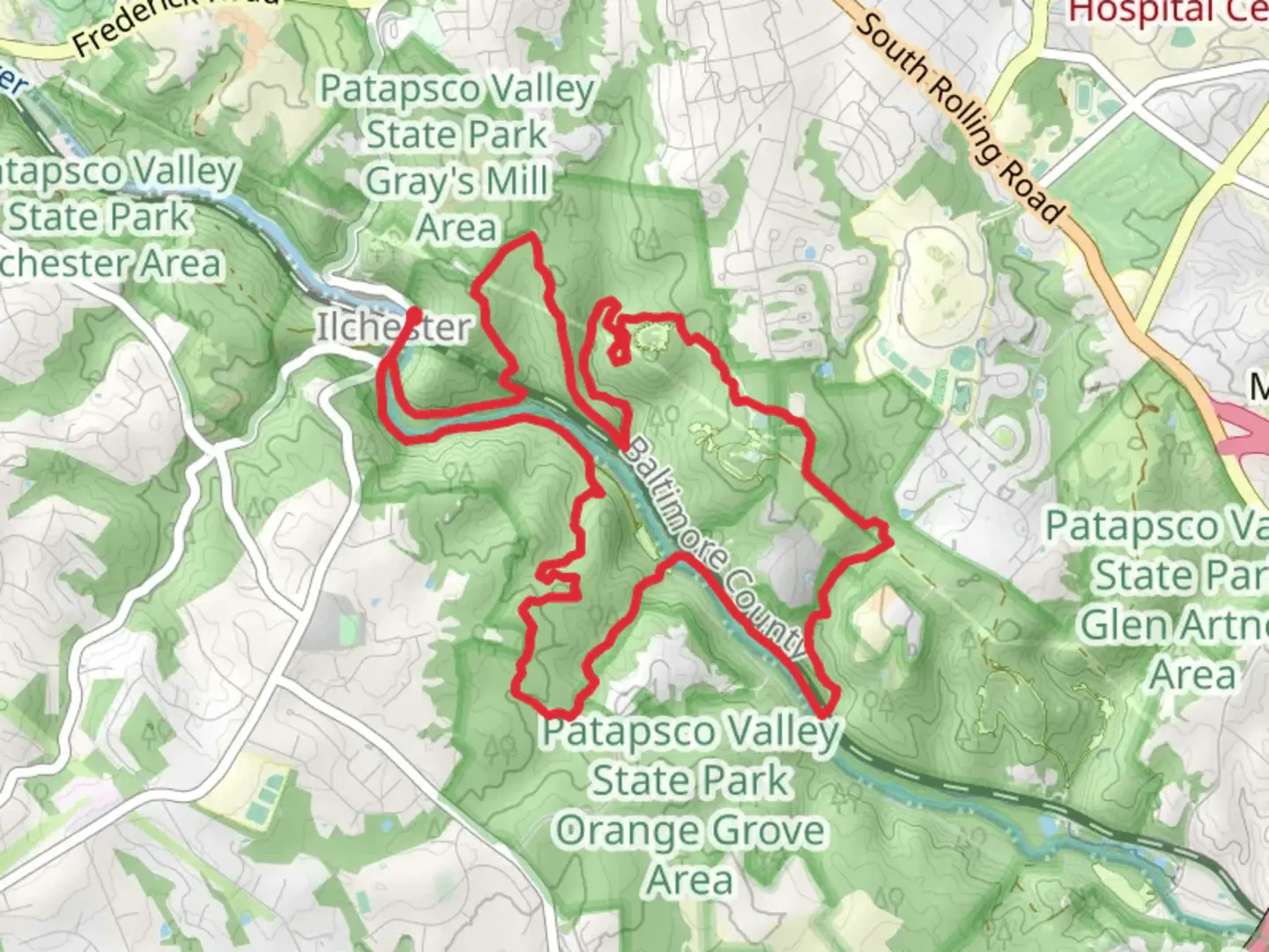 An image depicting the trail Grist Mill, Nun's and Garrett's Pass Loop Trail and its surrounding area.