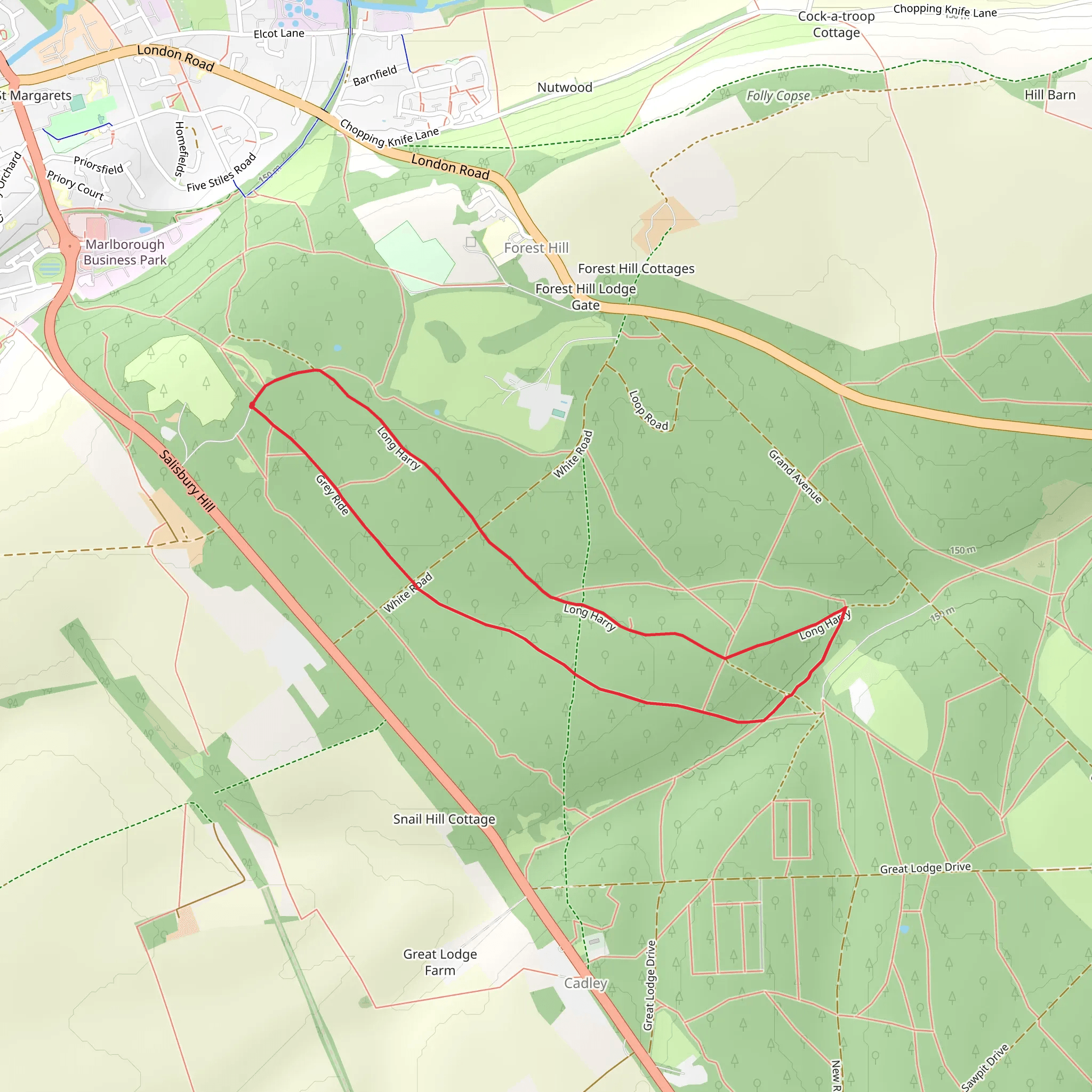 White Road Oak and Saddle Oak 1 Loop mobile static map